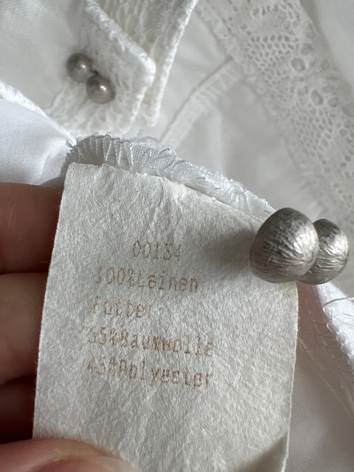 Corsaj vintage din pânză de in cu inserții de dantelă macrame