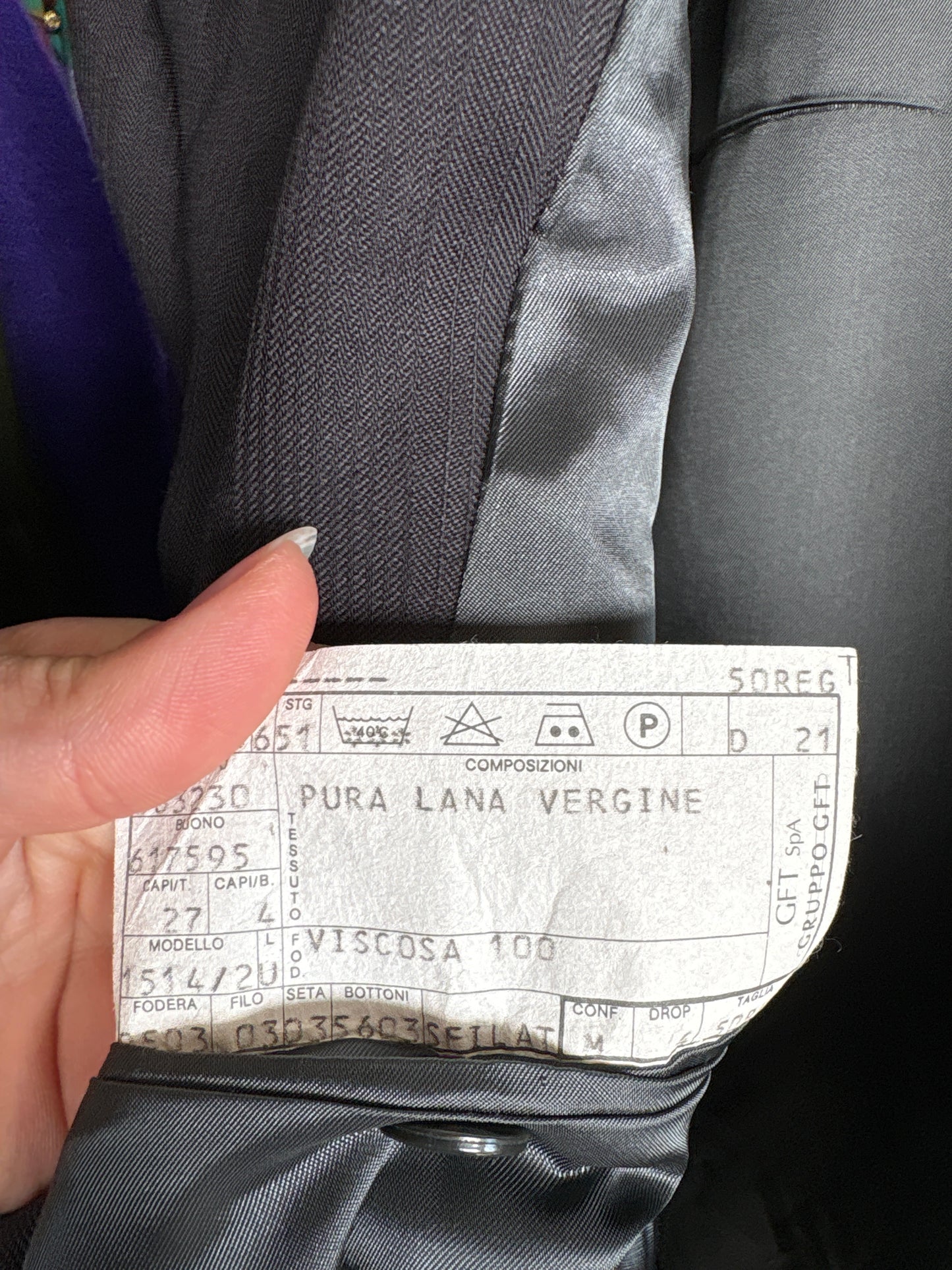 Sacou italian în croi actual steel gray cu dungi fine verticale negre