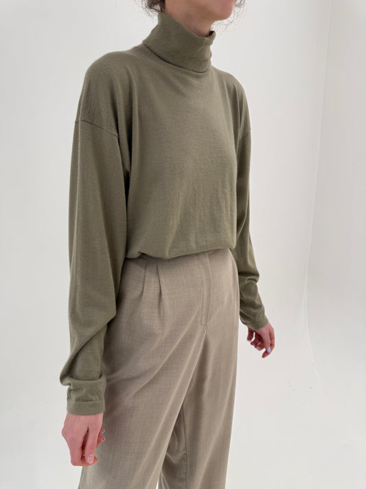 Maleta exceptionala din cașmir subțire Sage green all season