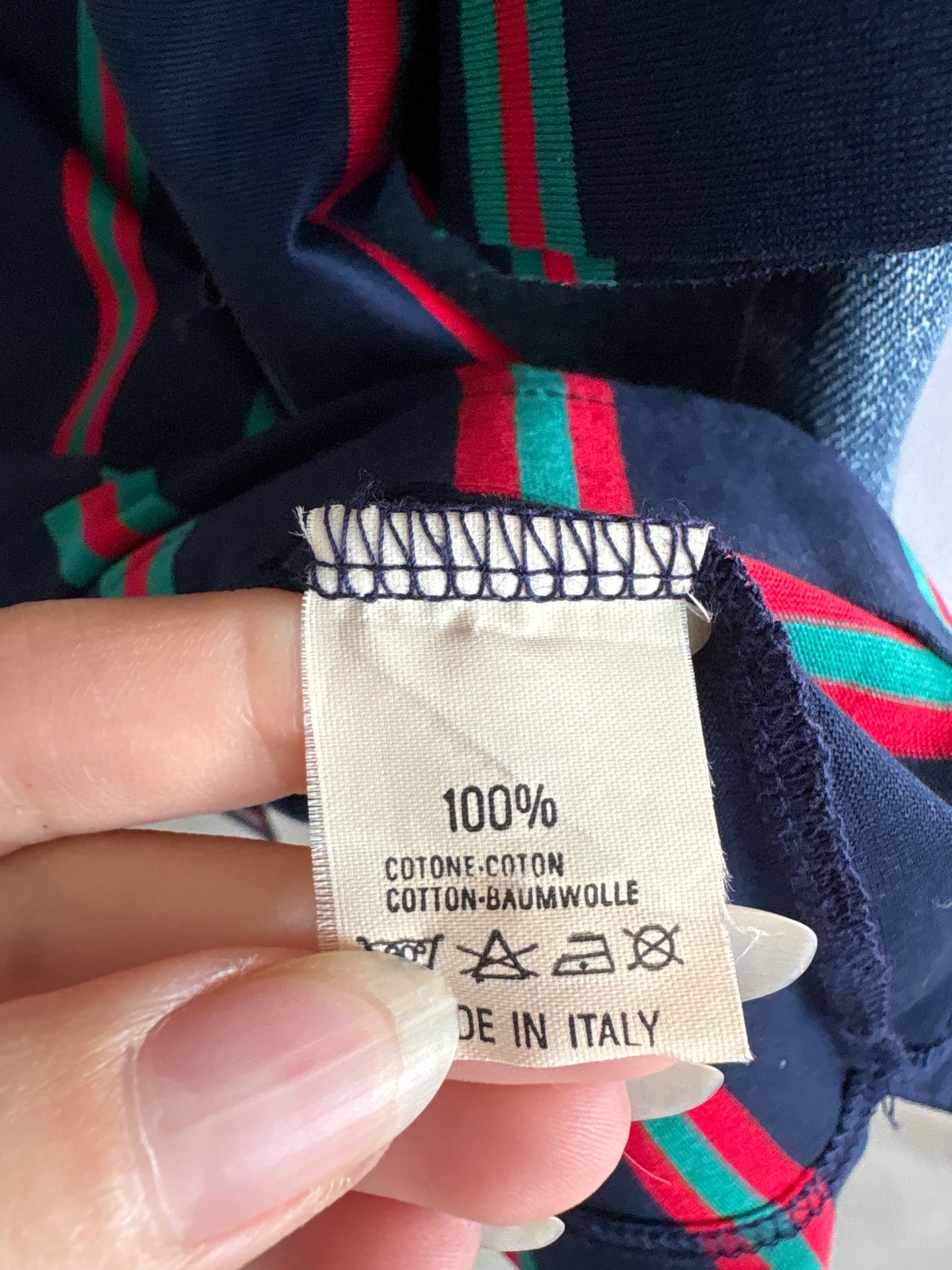 Top vintage polo Valentino în dungi din bumbac Filo di Scozia
