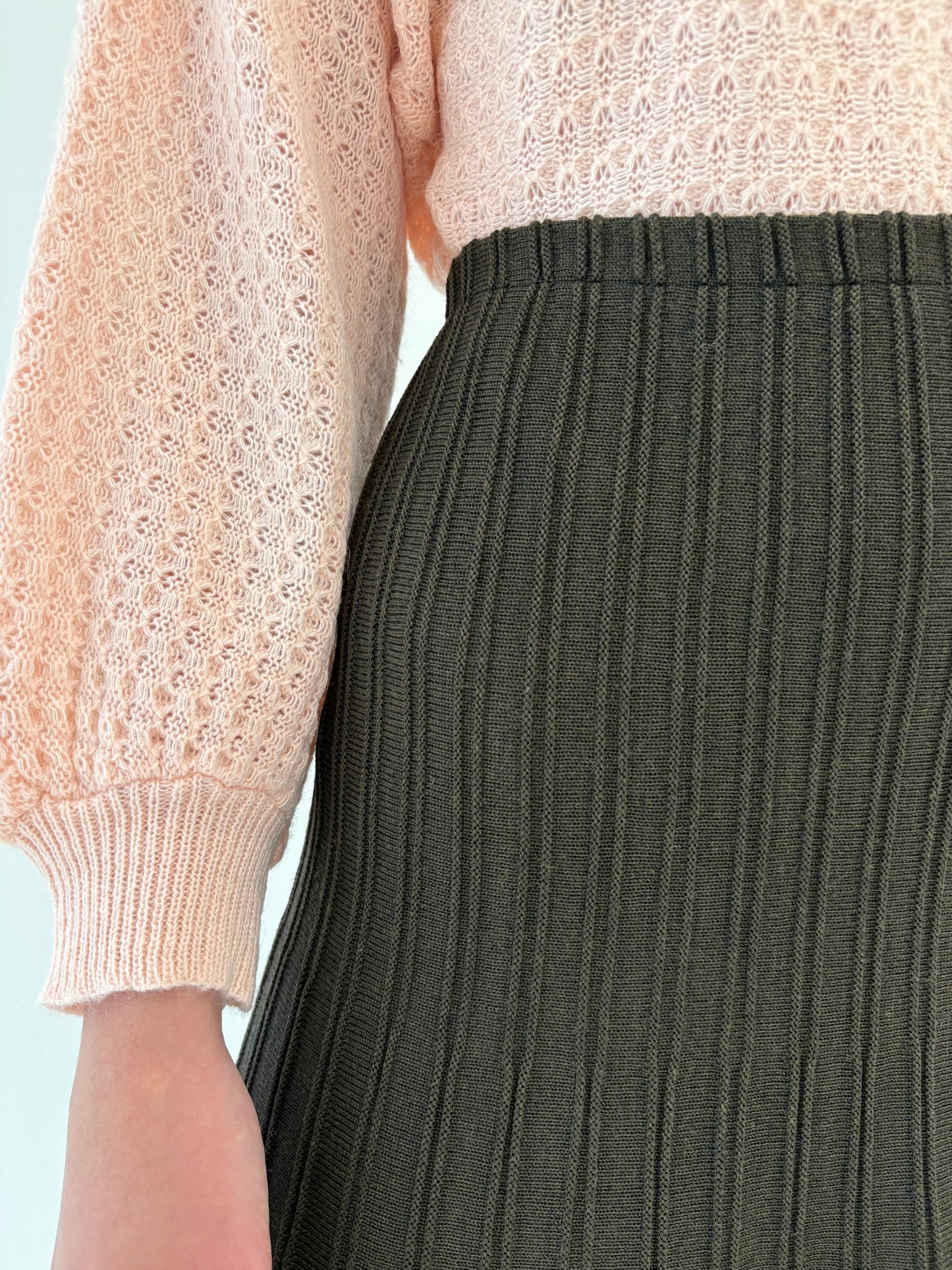 Fustă chocolate brown italiană din jerse excepțional de lana extrafina