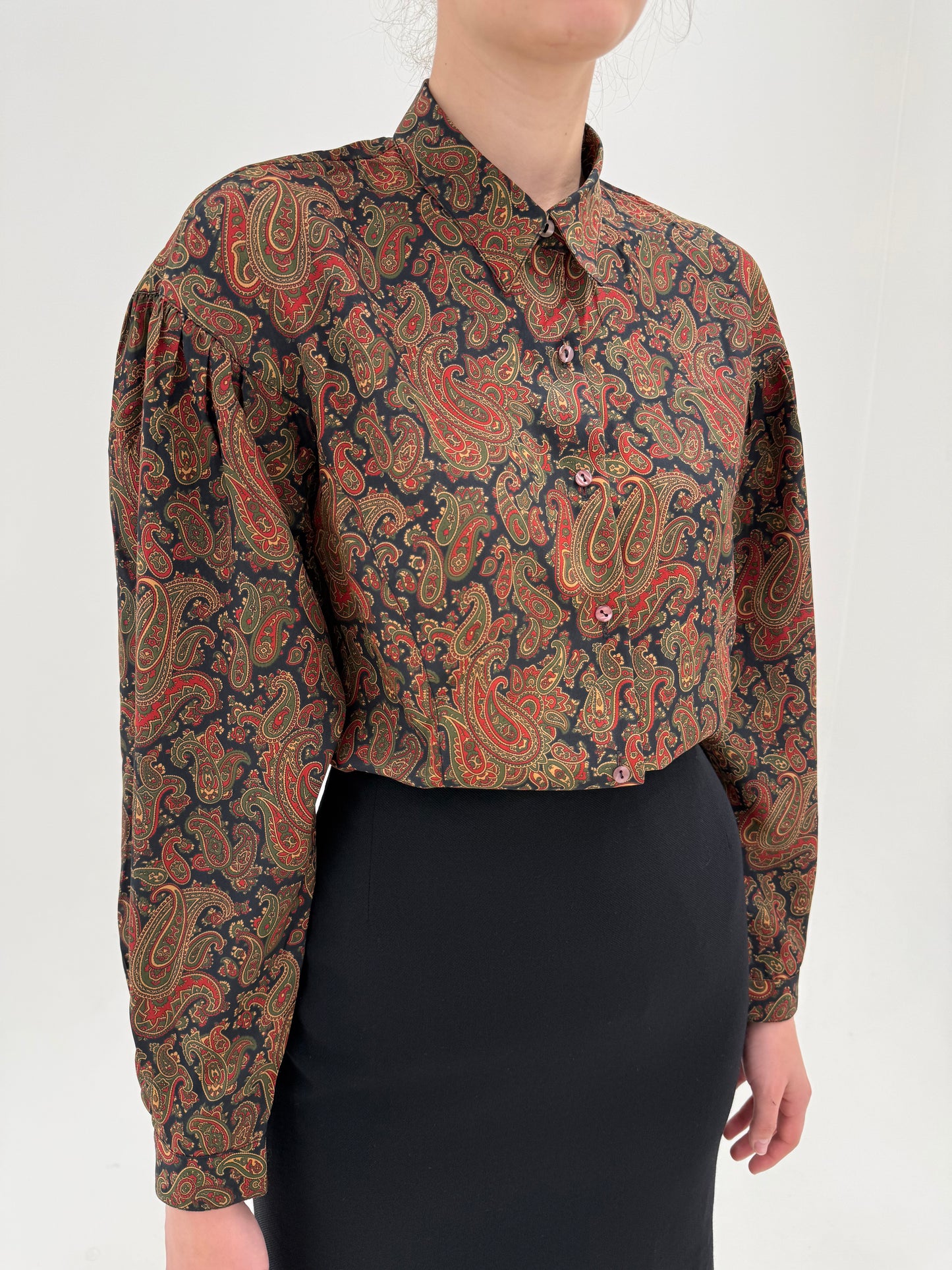 Cămașa din mătase naturală de brand luxury Cacharel cu print paisley