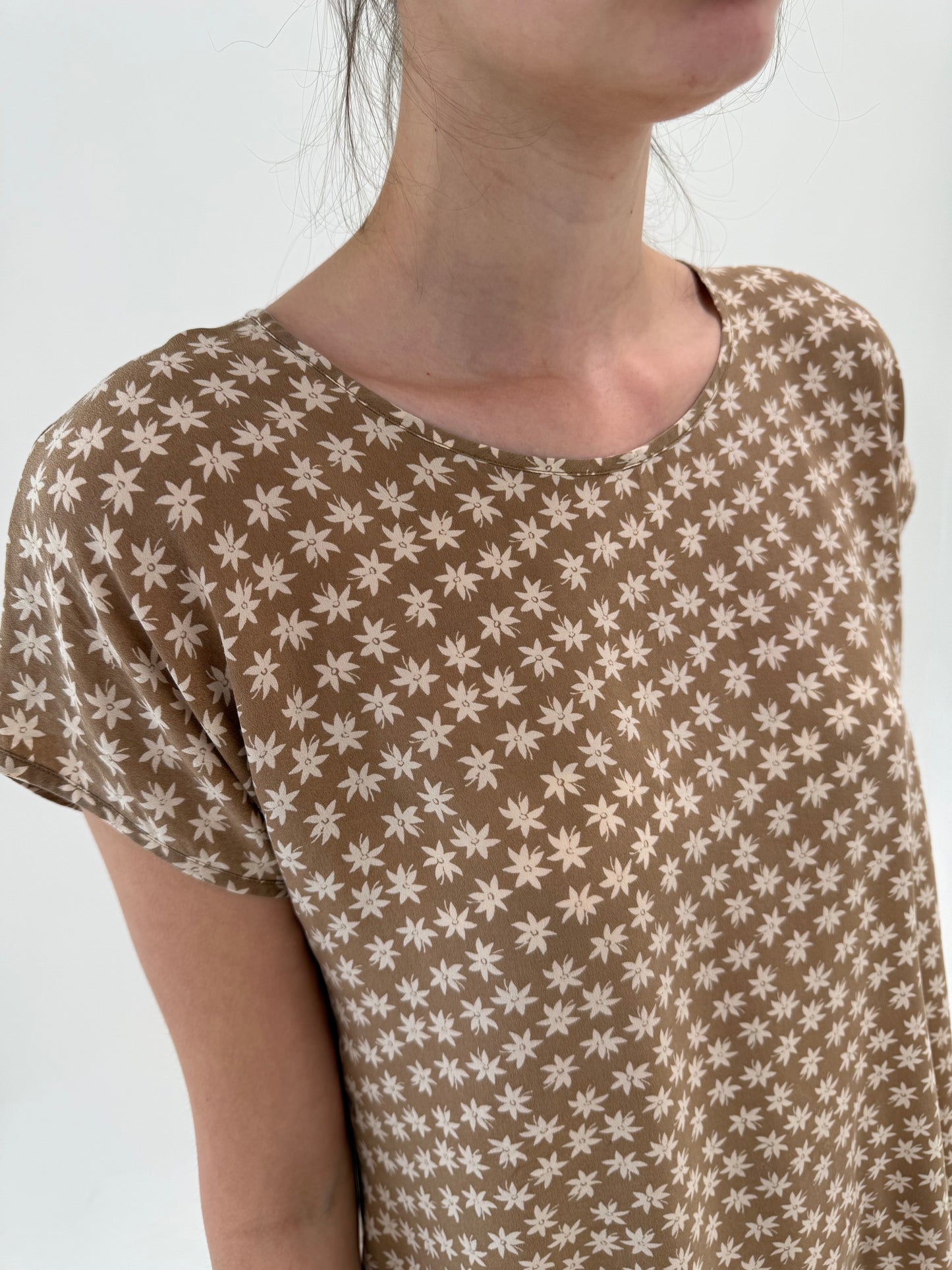 Top camel de brand luxury plus size Marina Rinaldi din mătase naturală