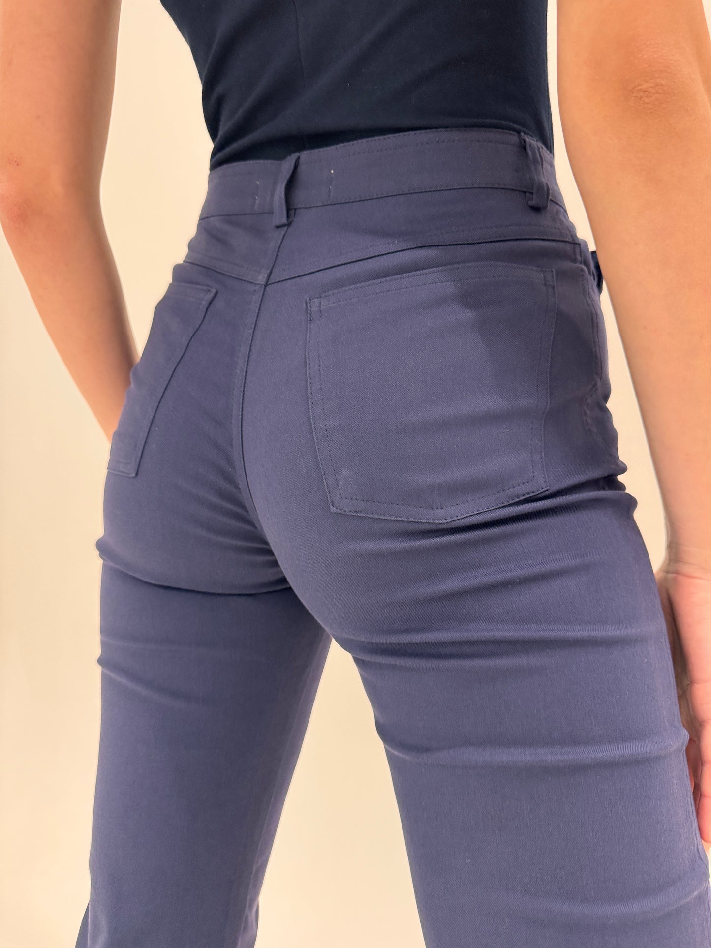 Pantaloni Navy tall Marella by Max Mara din bumbac în croi clasic