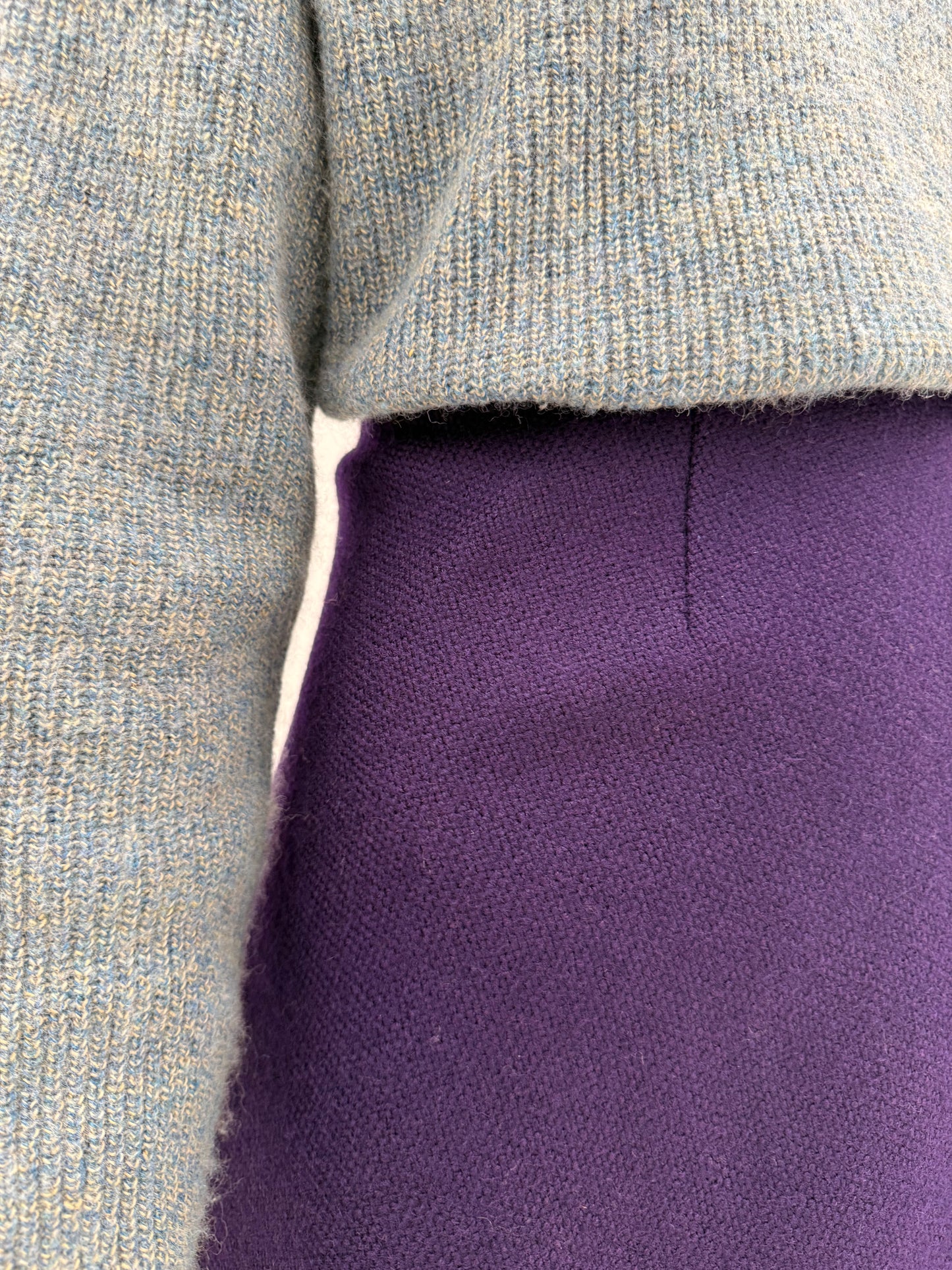 Fustă midi din lana plină extrafina eggplant purple cu talie ultra înaltă