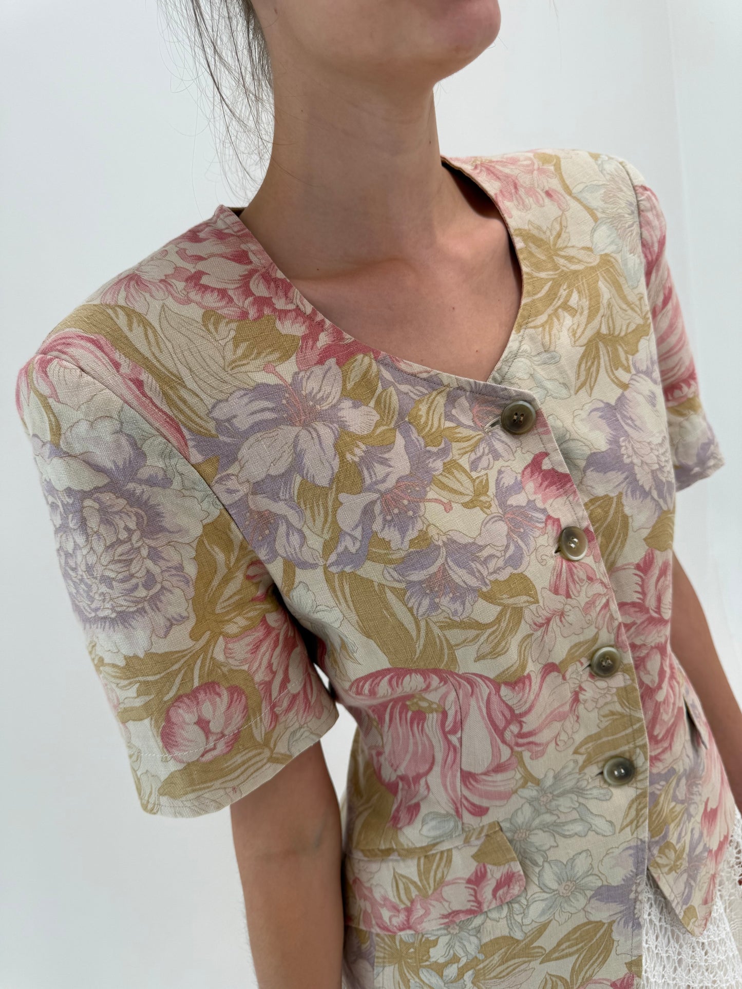 Sacou Marella by Max Mara din in nude cu print superb în culori pudrate