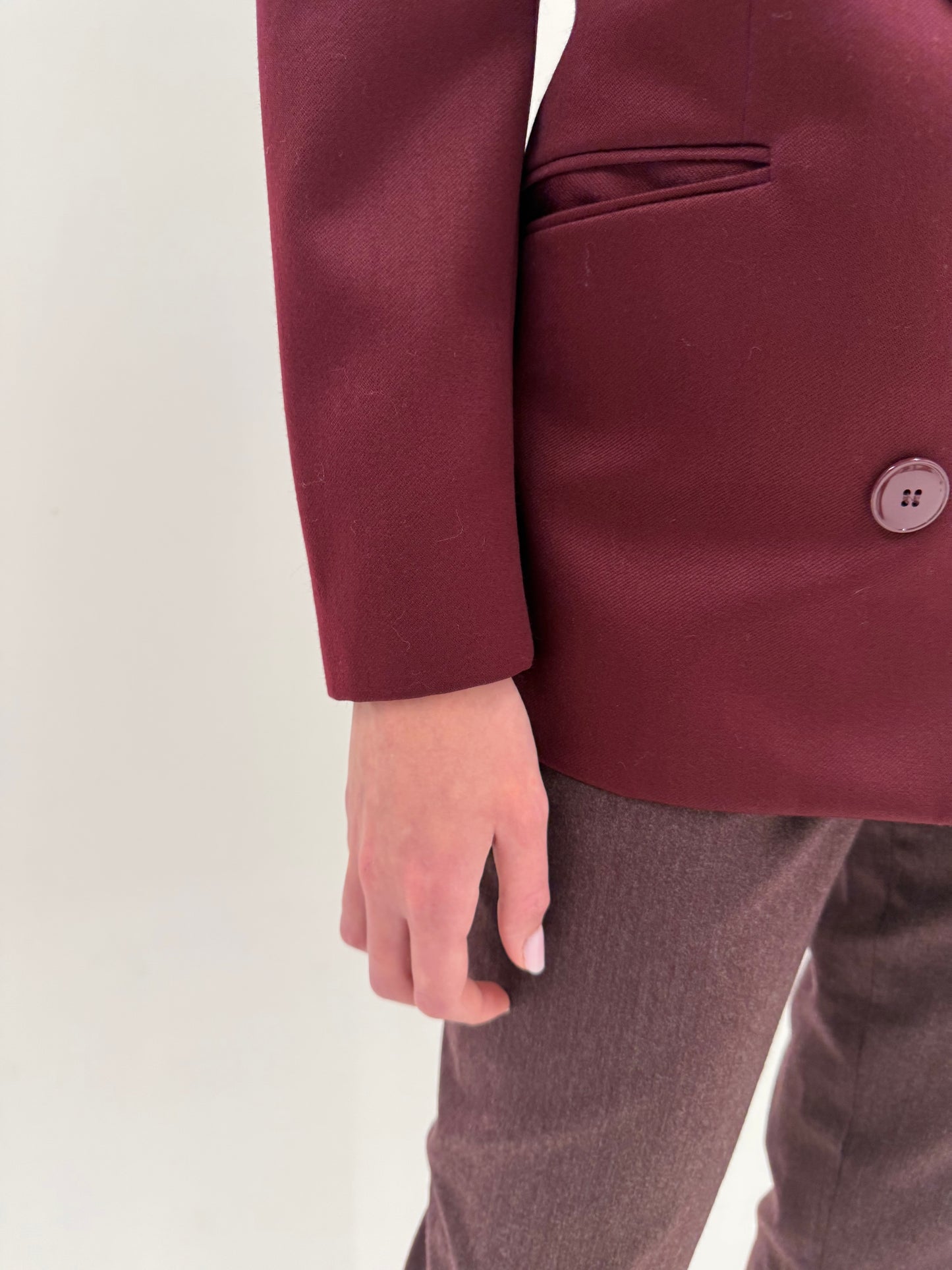 Sacou luxury Gianfranco Ferre burgundy din lana extrafina de la zi la seară