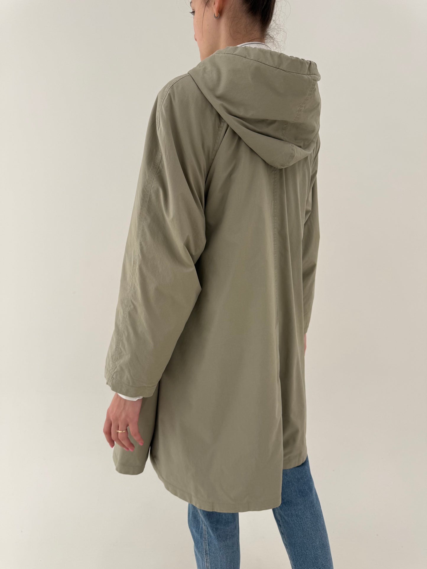 Parka vintage Burberry very light sage green cu glugă