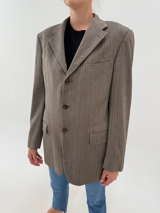 Sacou taupe tall din stofă Loro Piana super 120s în croi actual