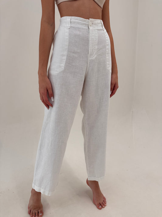 Pantaloni clasici din in premium tall cu talie mai generoasă