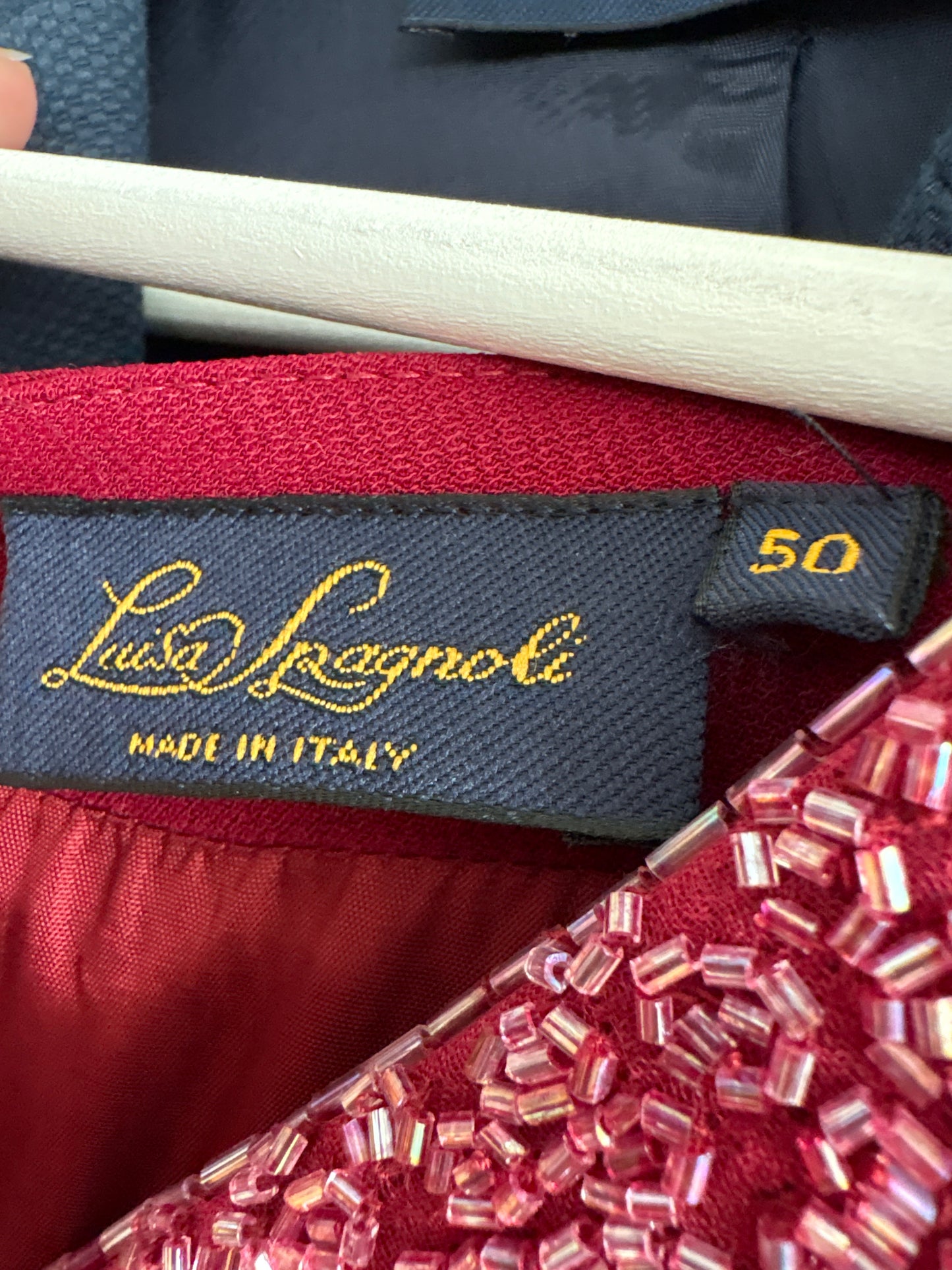 Rochie luxury burgundy Luisa Spagnoli cu aplicații manuale delicate