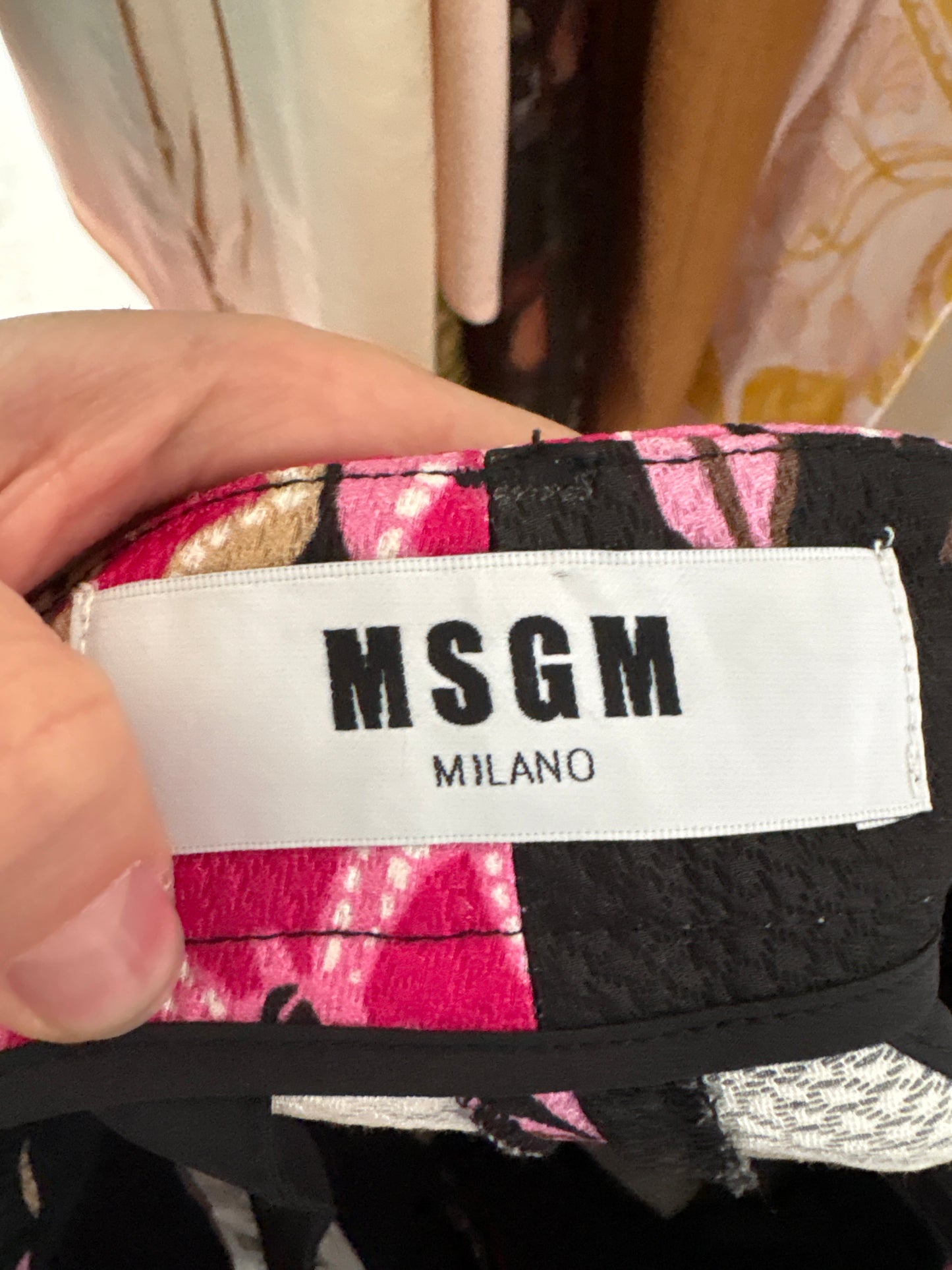 Pantaloni negri țigaretă de brand luxury MSGM din jacquard de vară