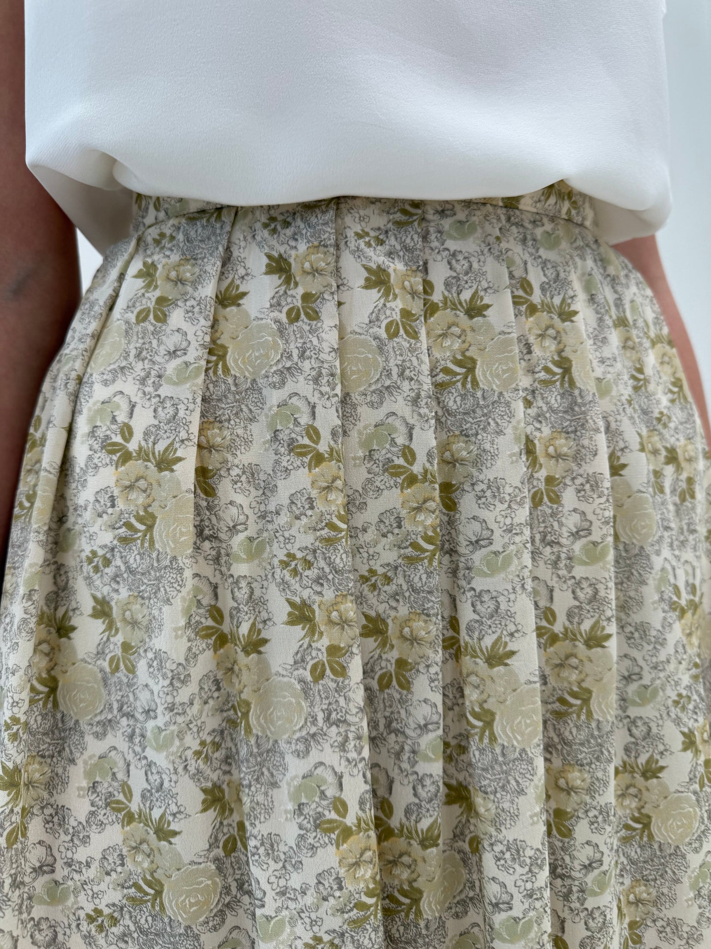 Fustă vintage amplă din mătase naturală în culori superbe