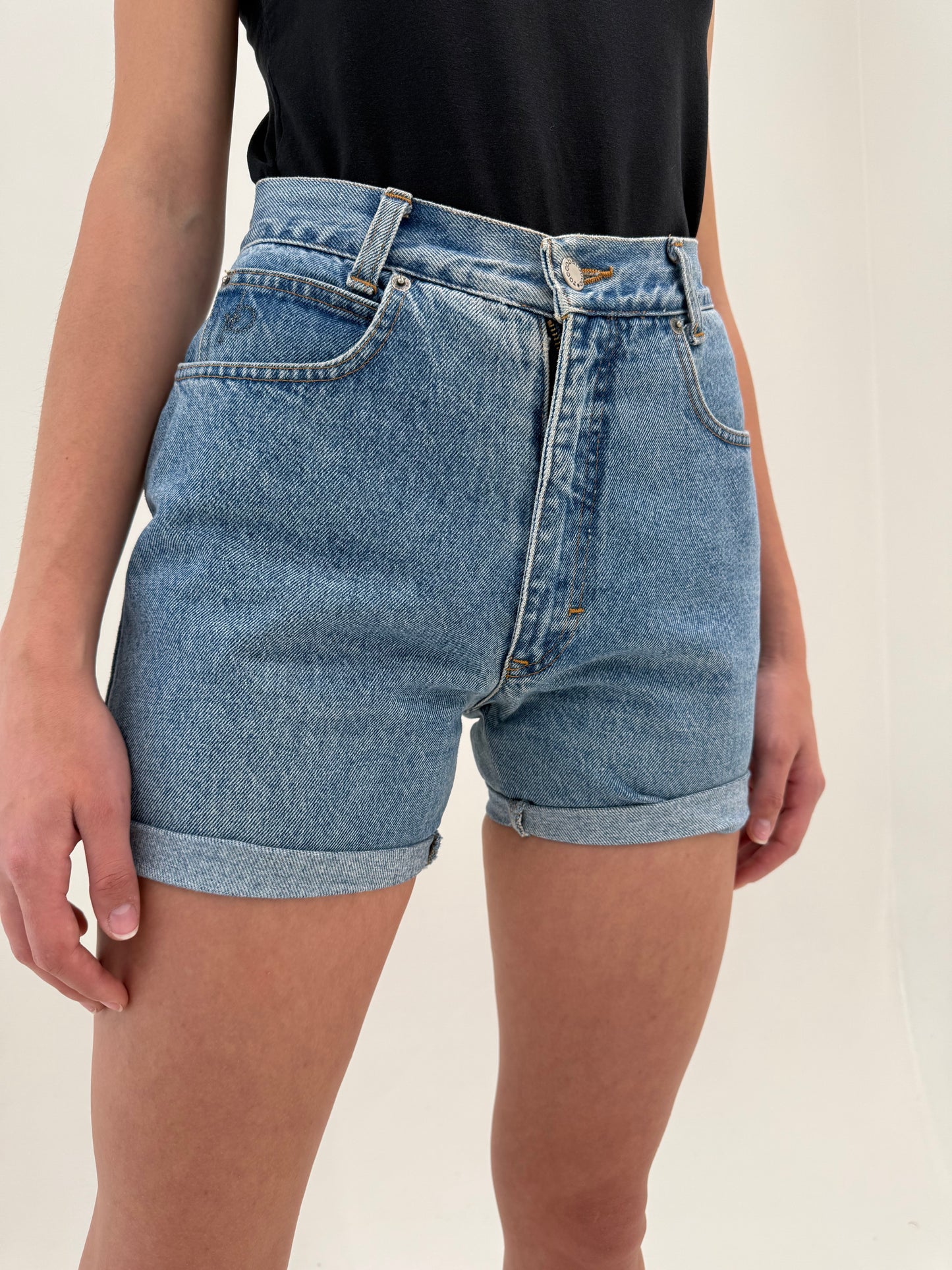 Pantaloni vintage luxury Rocco Barocco din jeans cu talie ultra înaltă