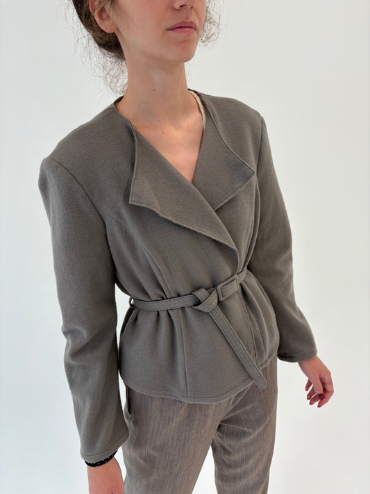 Sacou warm gray luxury Marc Cain din lana extrafina și cașmir