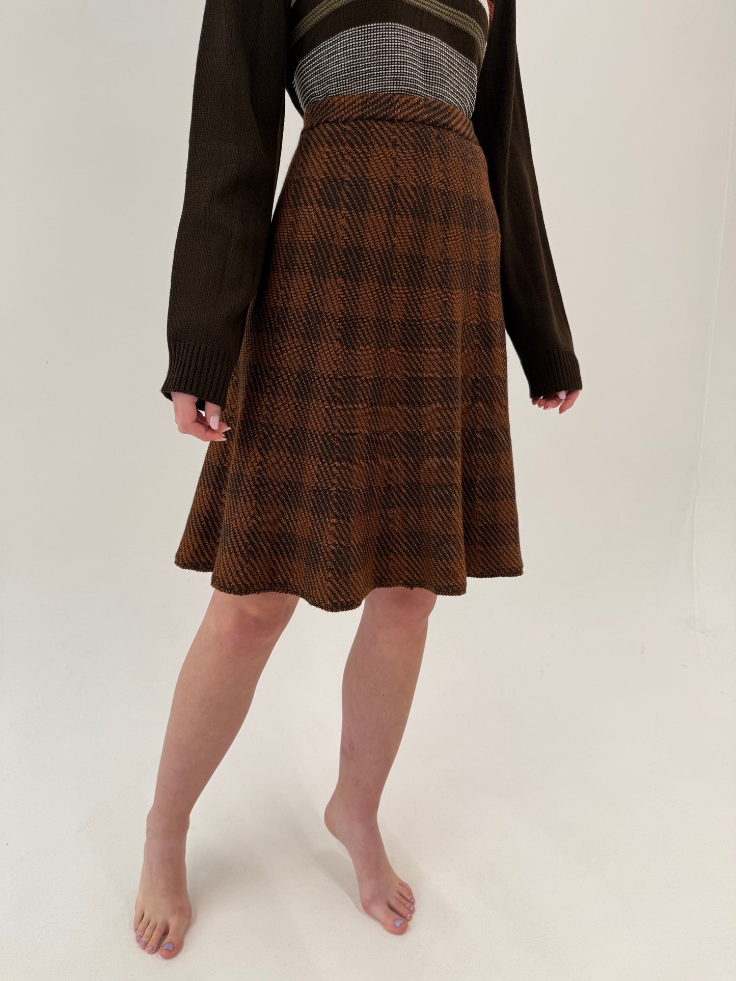 Deux piece chocolate brown din tricot de lana plină extrafina