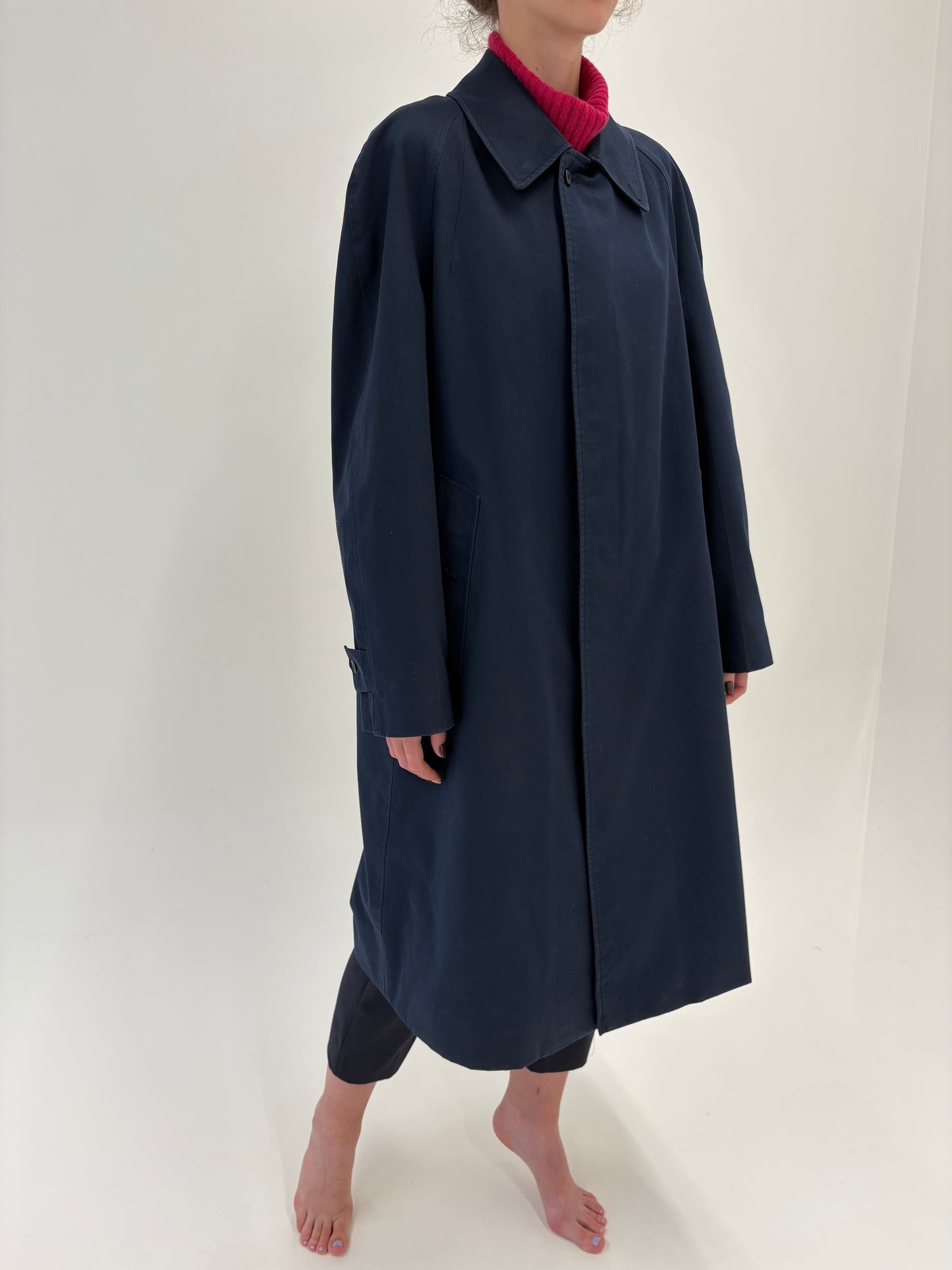 Trench vintage Burberry în croi clasic Navy blue