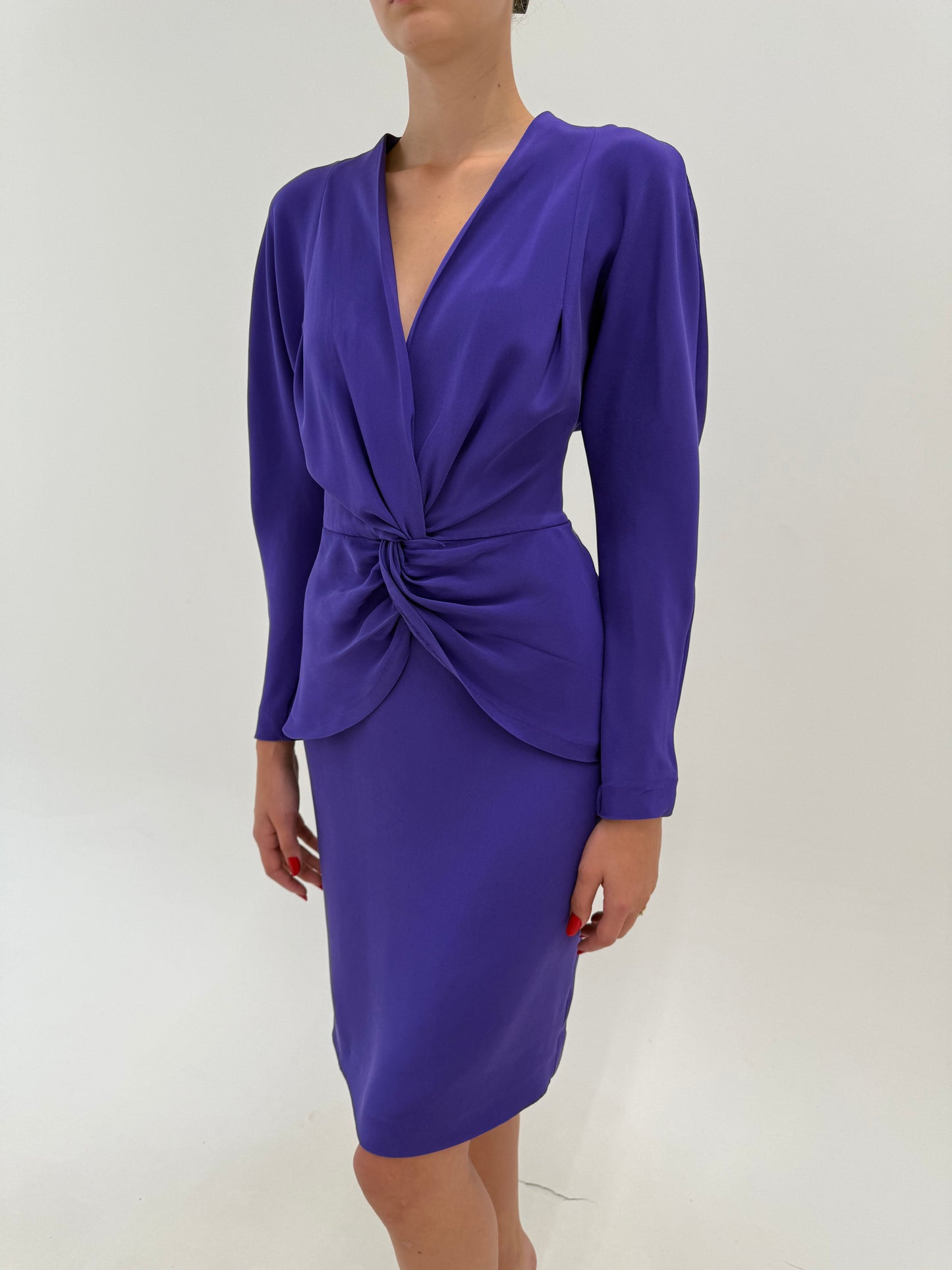 Rochie Max Mara din mătase naturală de la business la cocktail electric purple