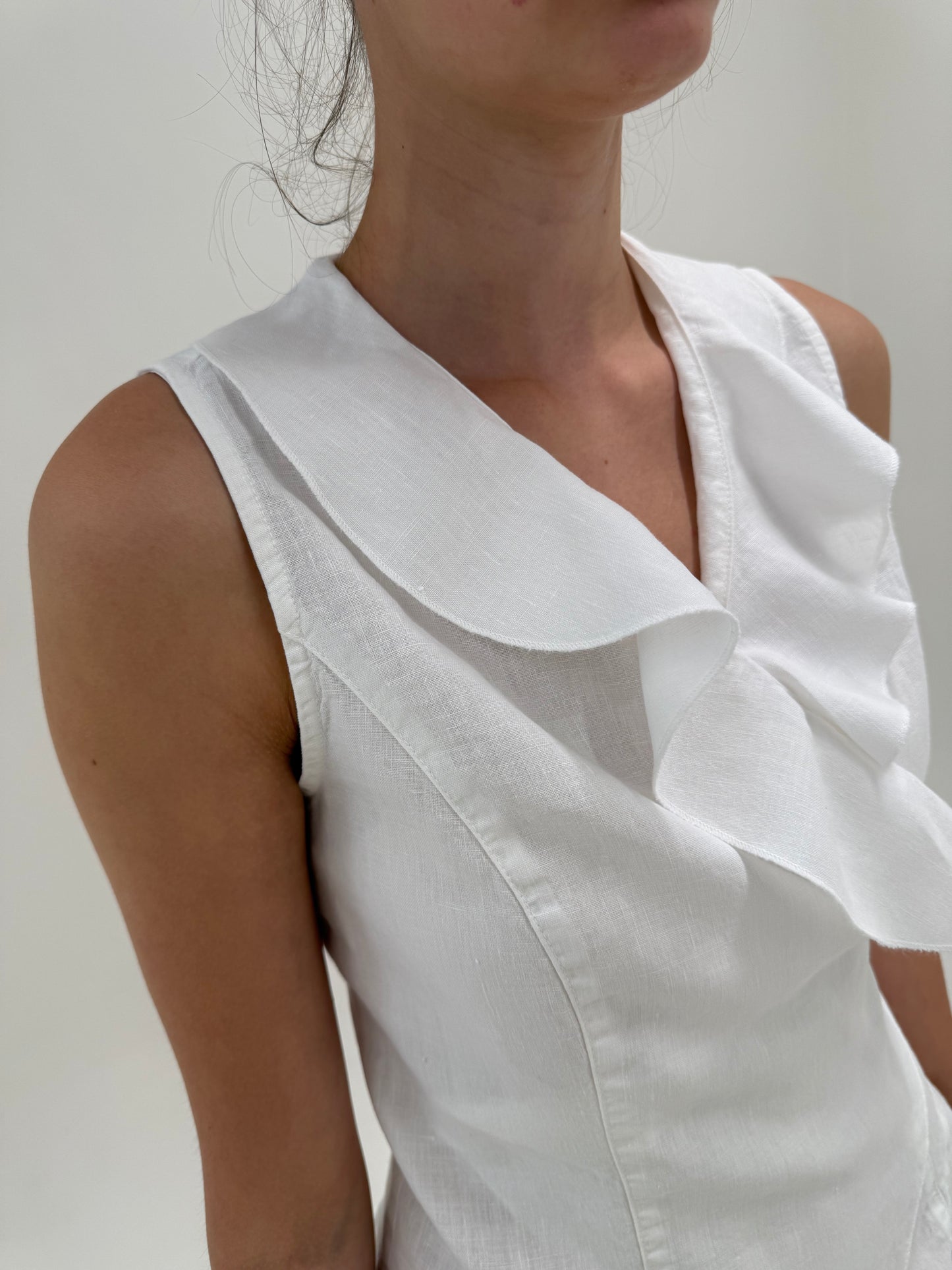 Top cambrat ultra chic italian din in premium cu talie reglabilă la spate