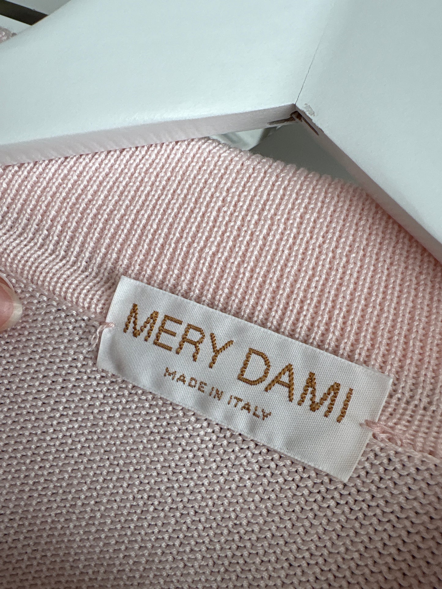 Top vintage polo din bumbac mercerizat powder Pink cu aplicații manuale