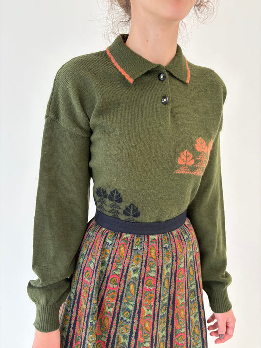 Pulover vintage polo italian din lana extrafina de gramaj mare