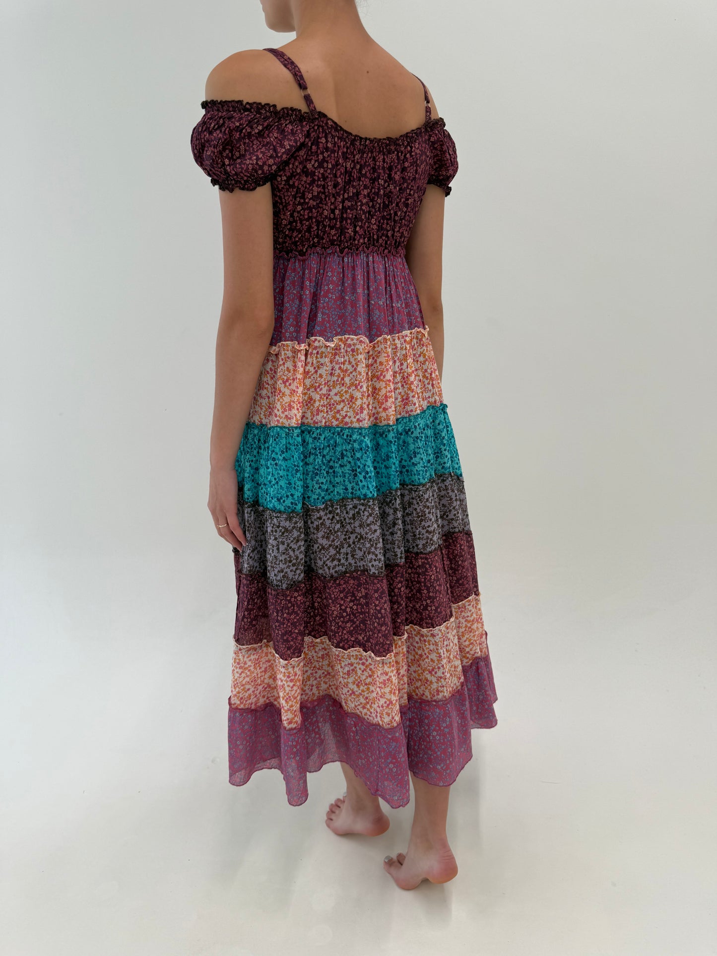 Rochie boho maxi din cea mai fină panzica de bumbac cu gust drapat