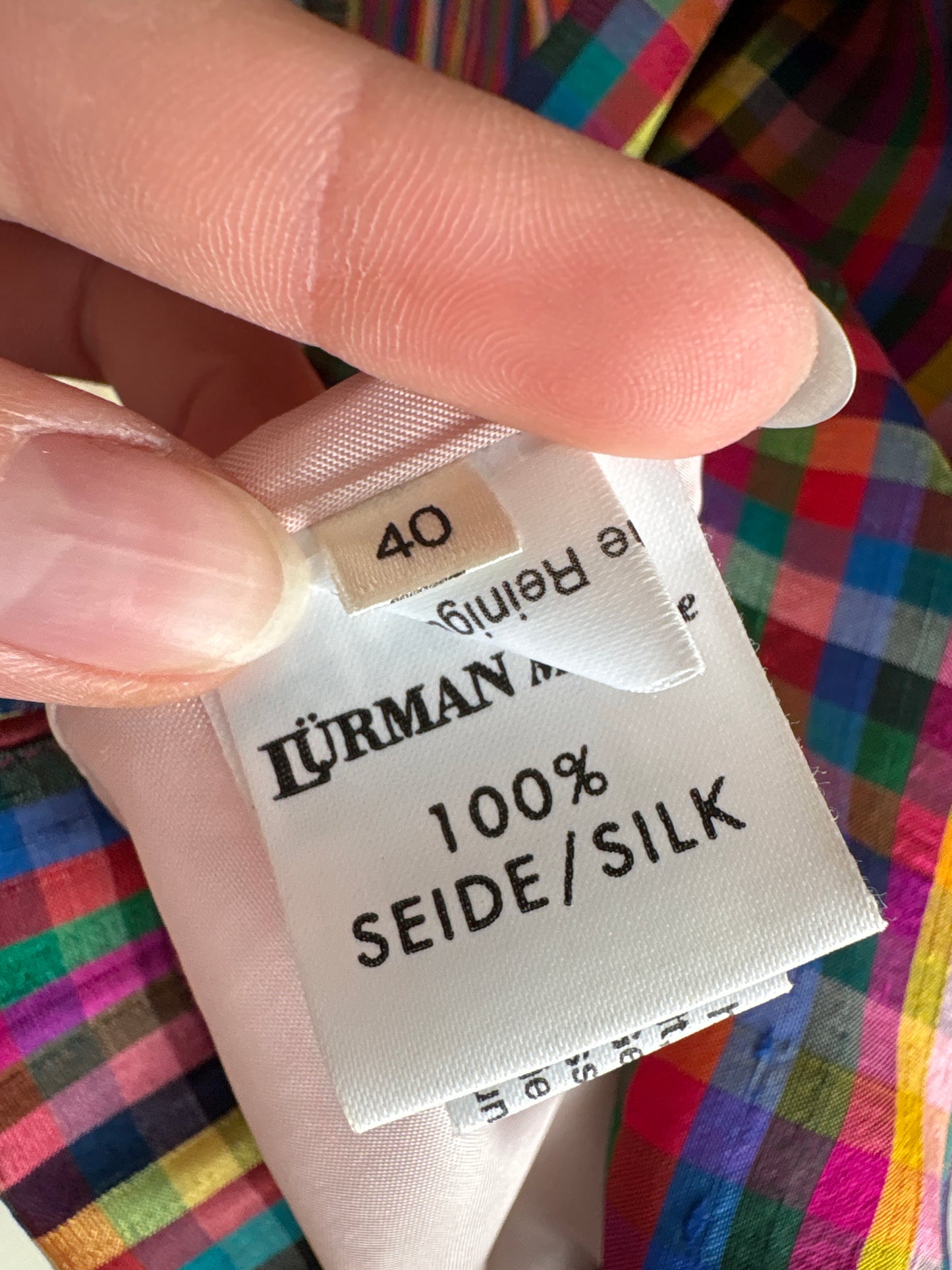 Sacou din mătase naturală dupioni în carouri și culori tari petite