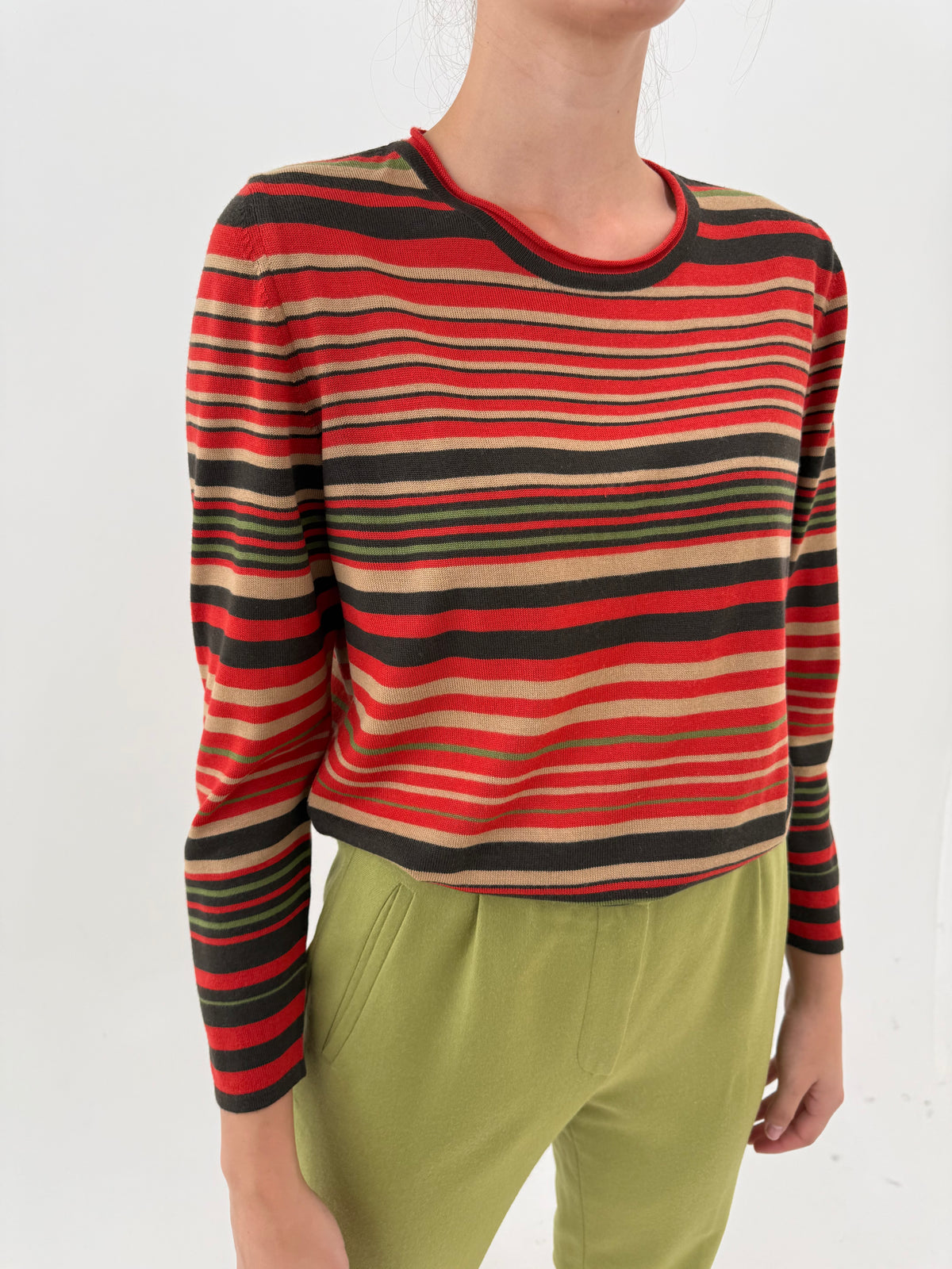 Pulover în dungi din lana merino extrafina petite