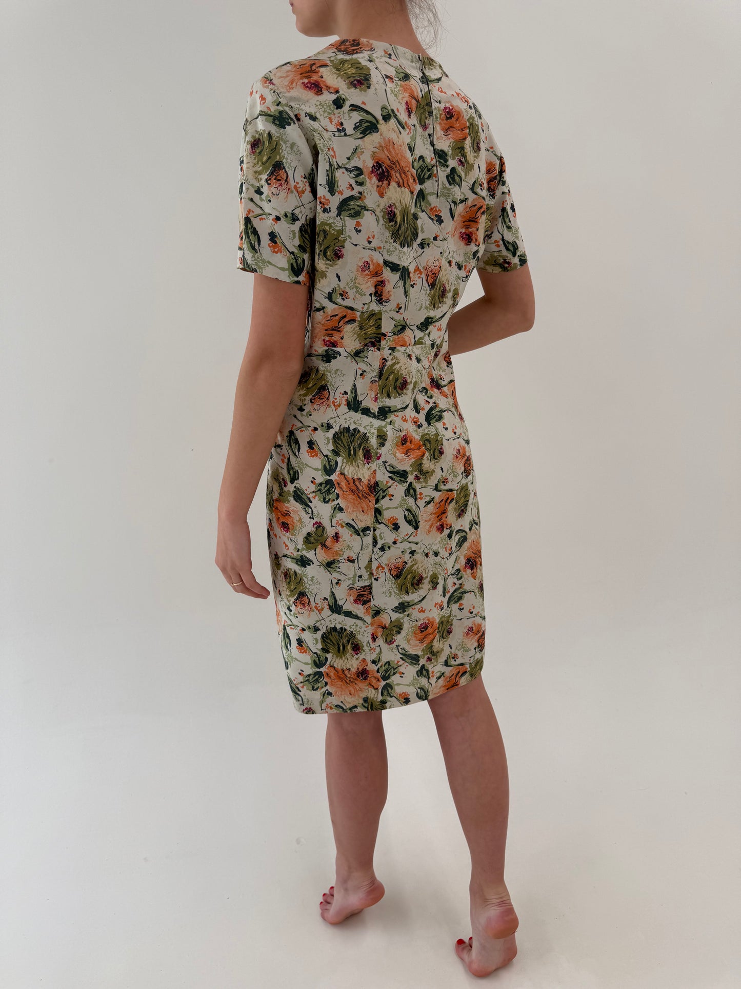 Rochie vintage din pânză de mătase naturală în culori superbe