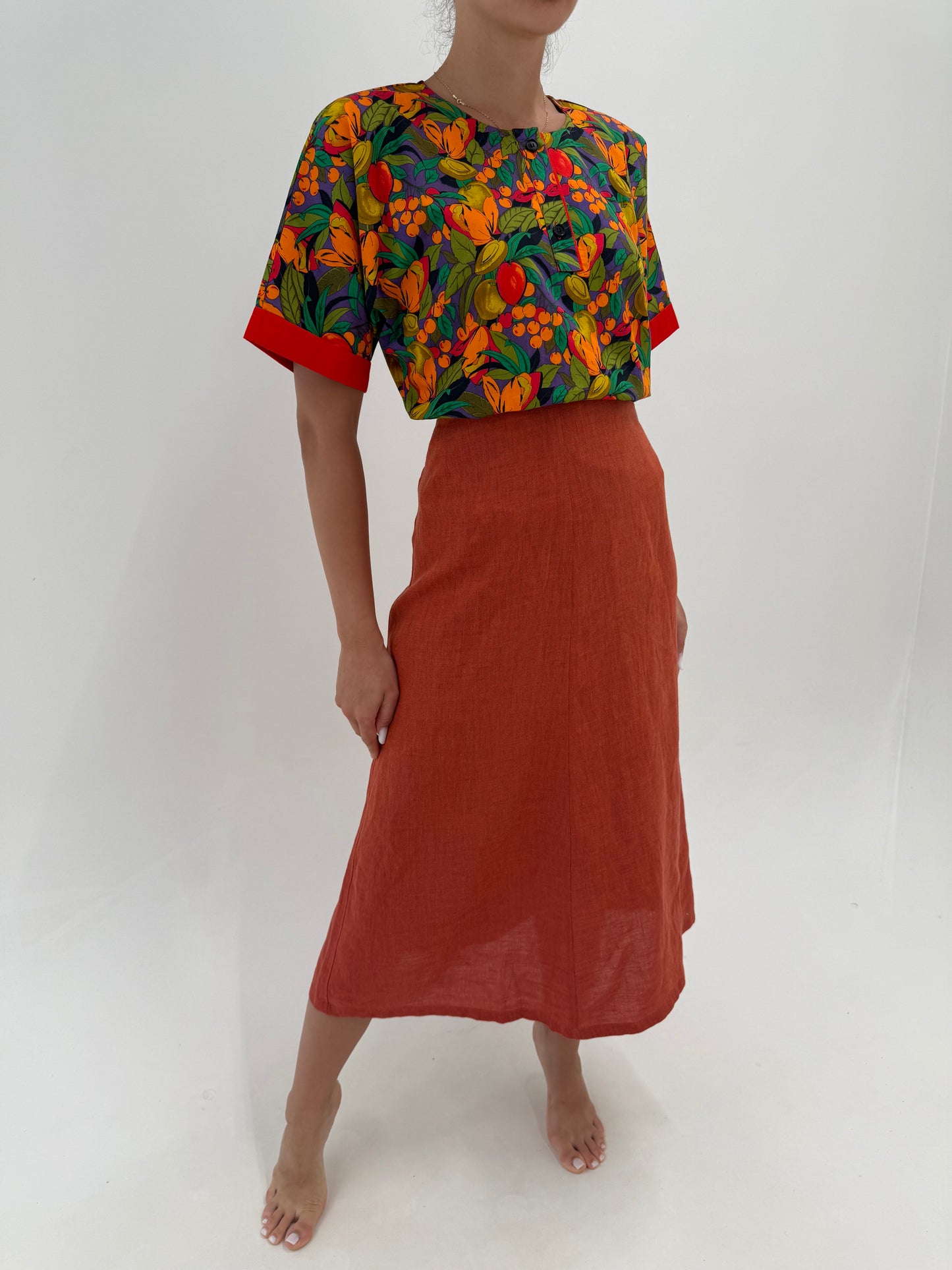 Fustă maxi Luisa Spagnoli din in rust orange