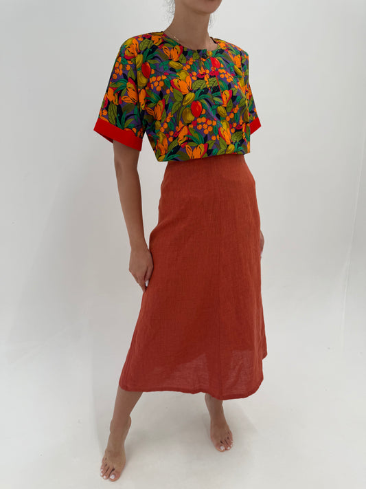 Fustă maxi Luisa Spagnoli din in rust orange