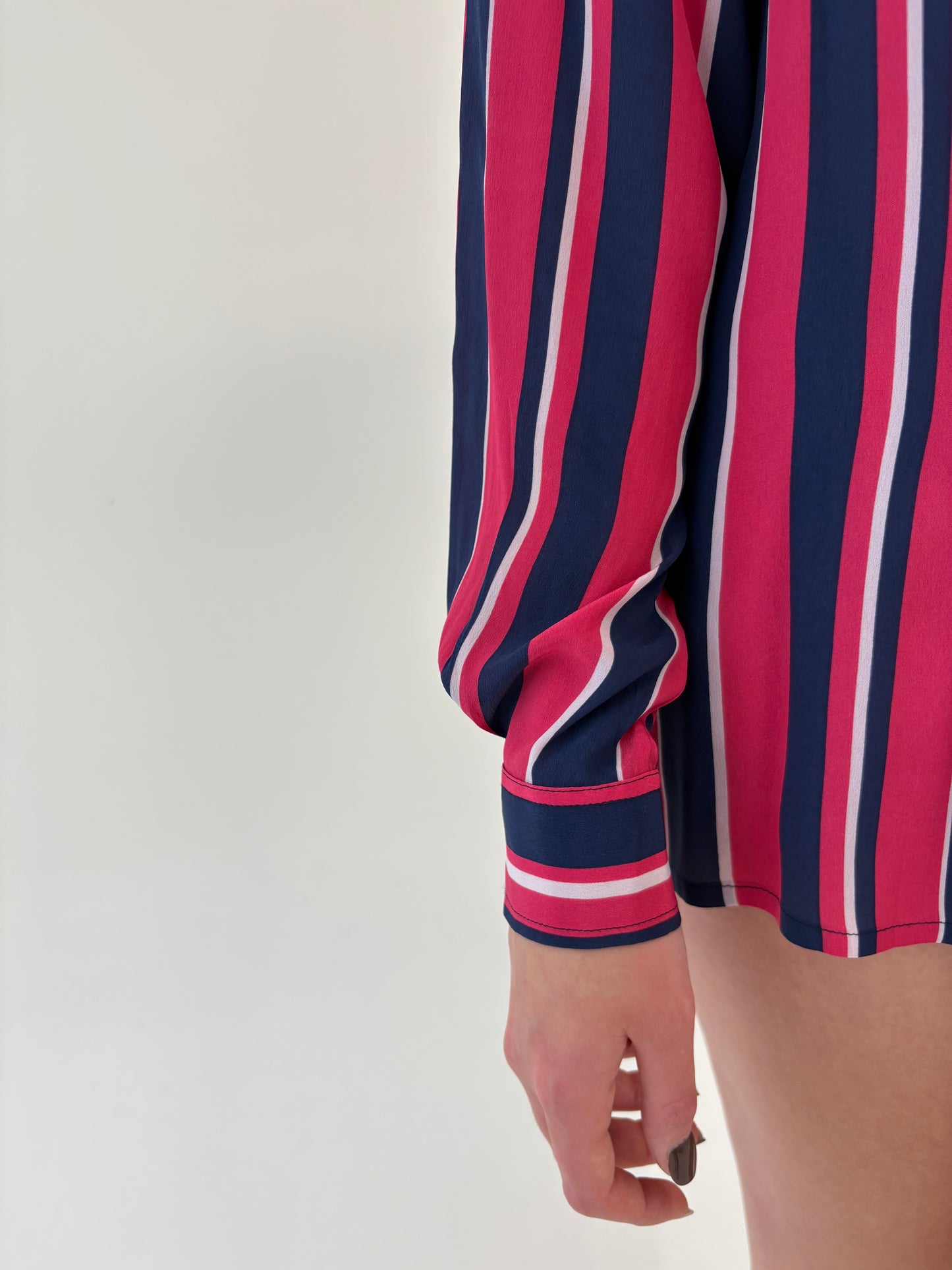 Cămașa italiană cu nasturi bijuterie din mix de mătase naturală