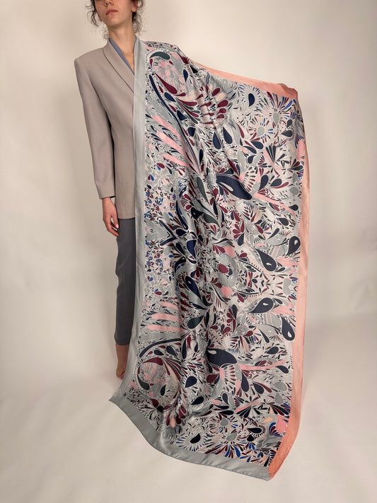Eșarfă XXXXL cu print superb din vascoza satinata