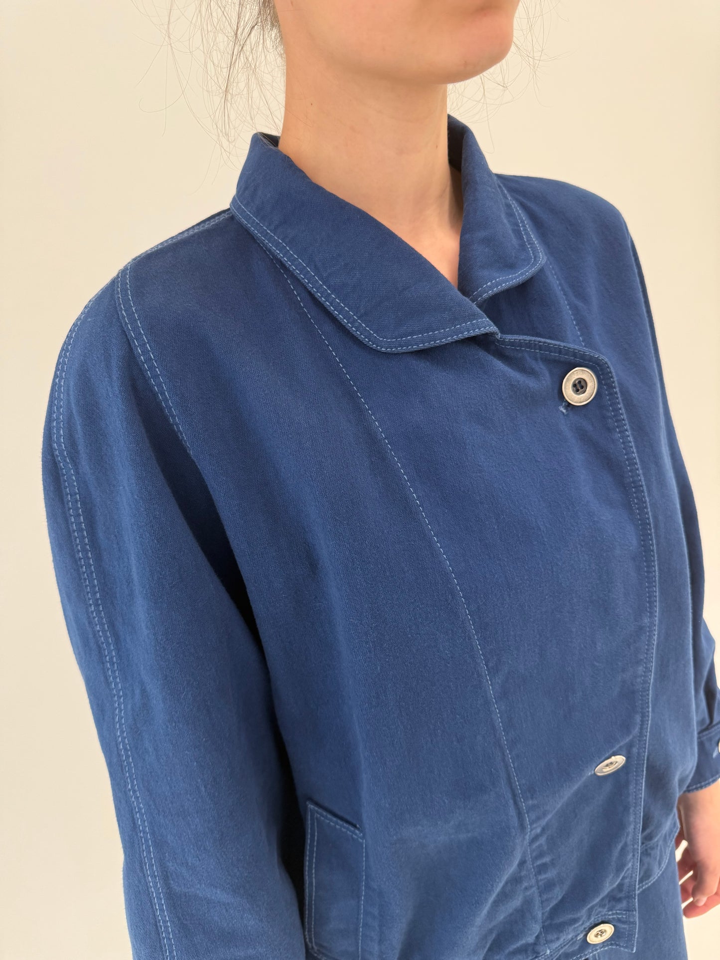 Set vintage luxury Delmod din jeans indigo wash cu fustă pantaloni midi