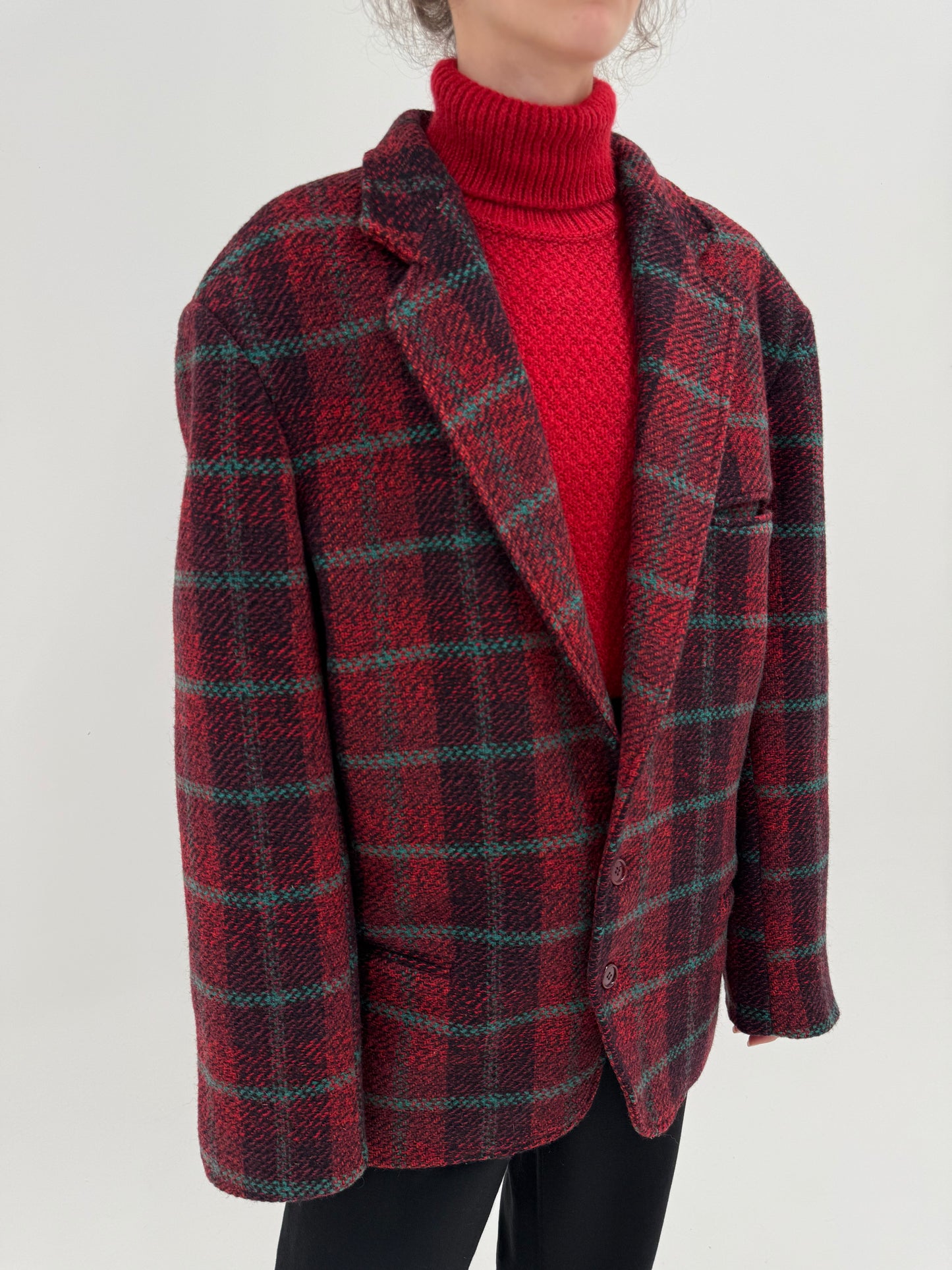 Sacou vintage din tweed în combinație superbă de culori