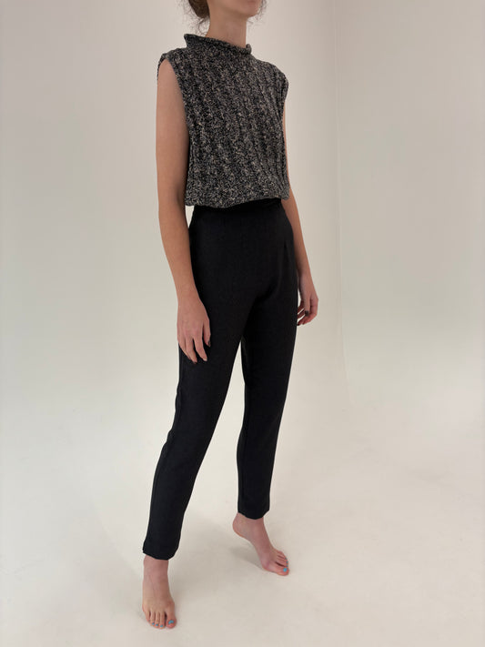 Pantaloni tall țigaretă din lana extrafina cu talie ultra ultra înaltă