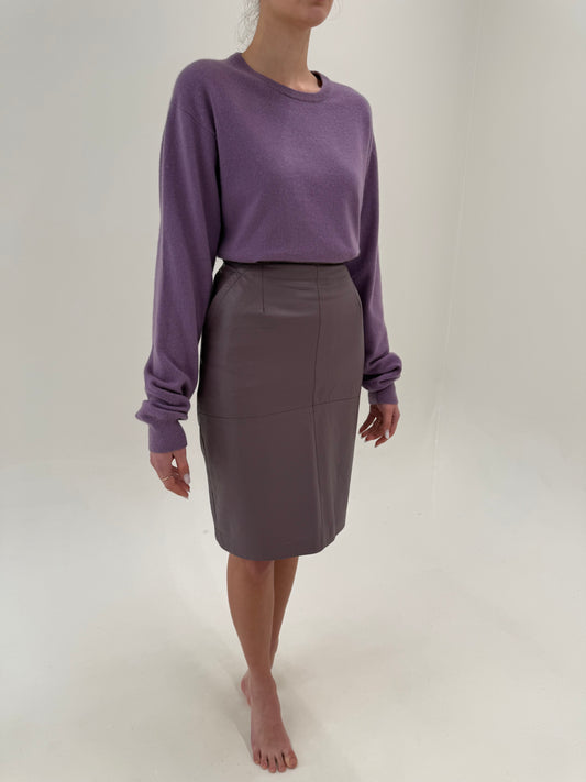 Fustă din piele naturală dusty lavender din piele naturală extrem de moale