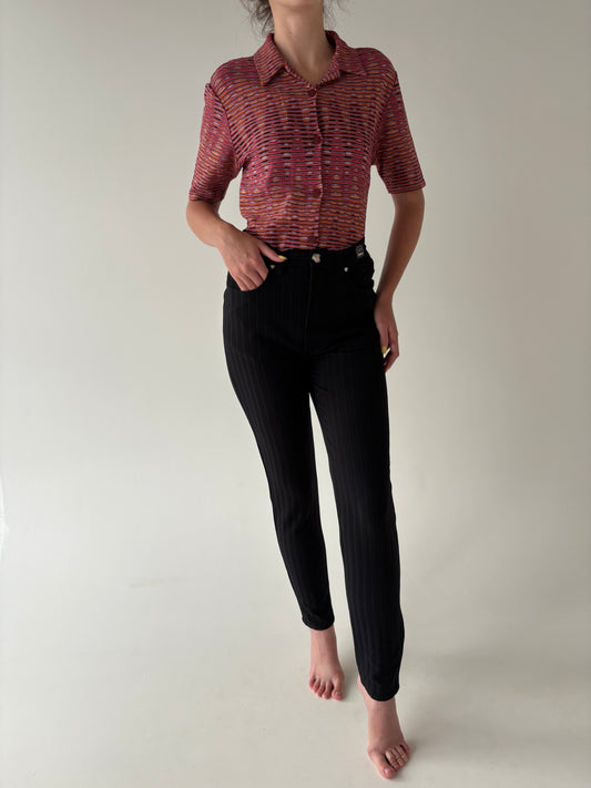 Pantaloni negri vintage Versace modelatori cu talie ultra înaltă
