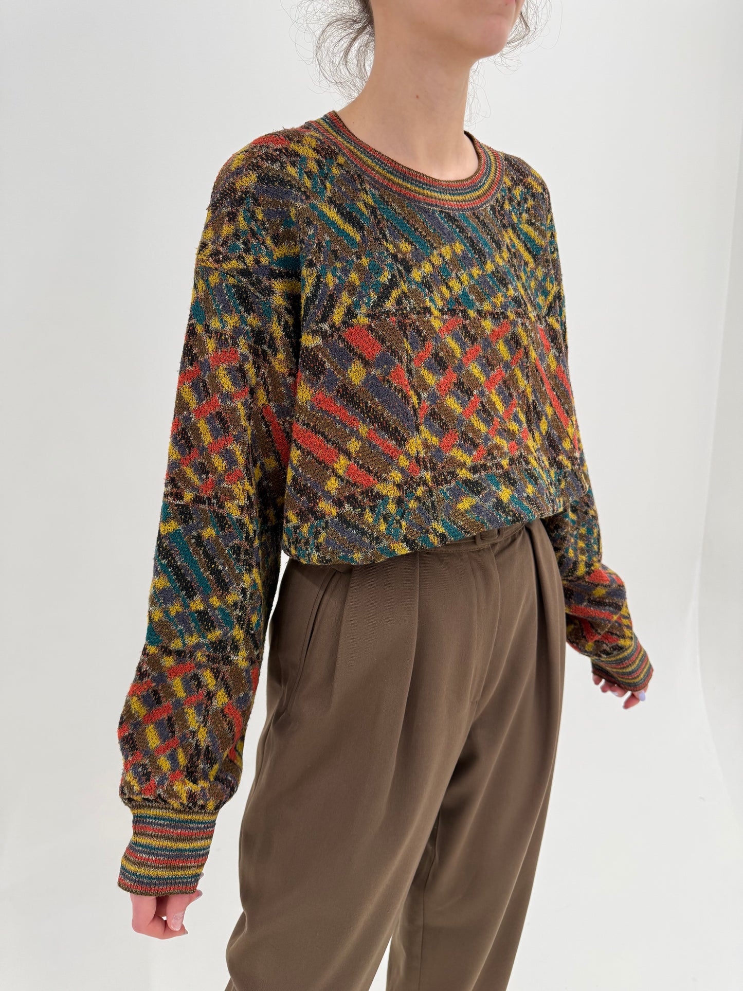 Pulover luxury Misssoni vintage din tricot specific brandului în culori superbe