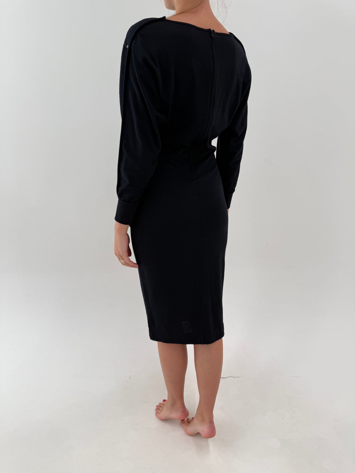 LBD vintage italiană din tricot excepțional de lana extrafina cu aplicații manuale