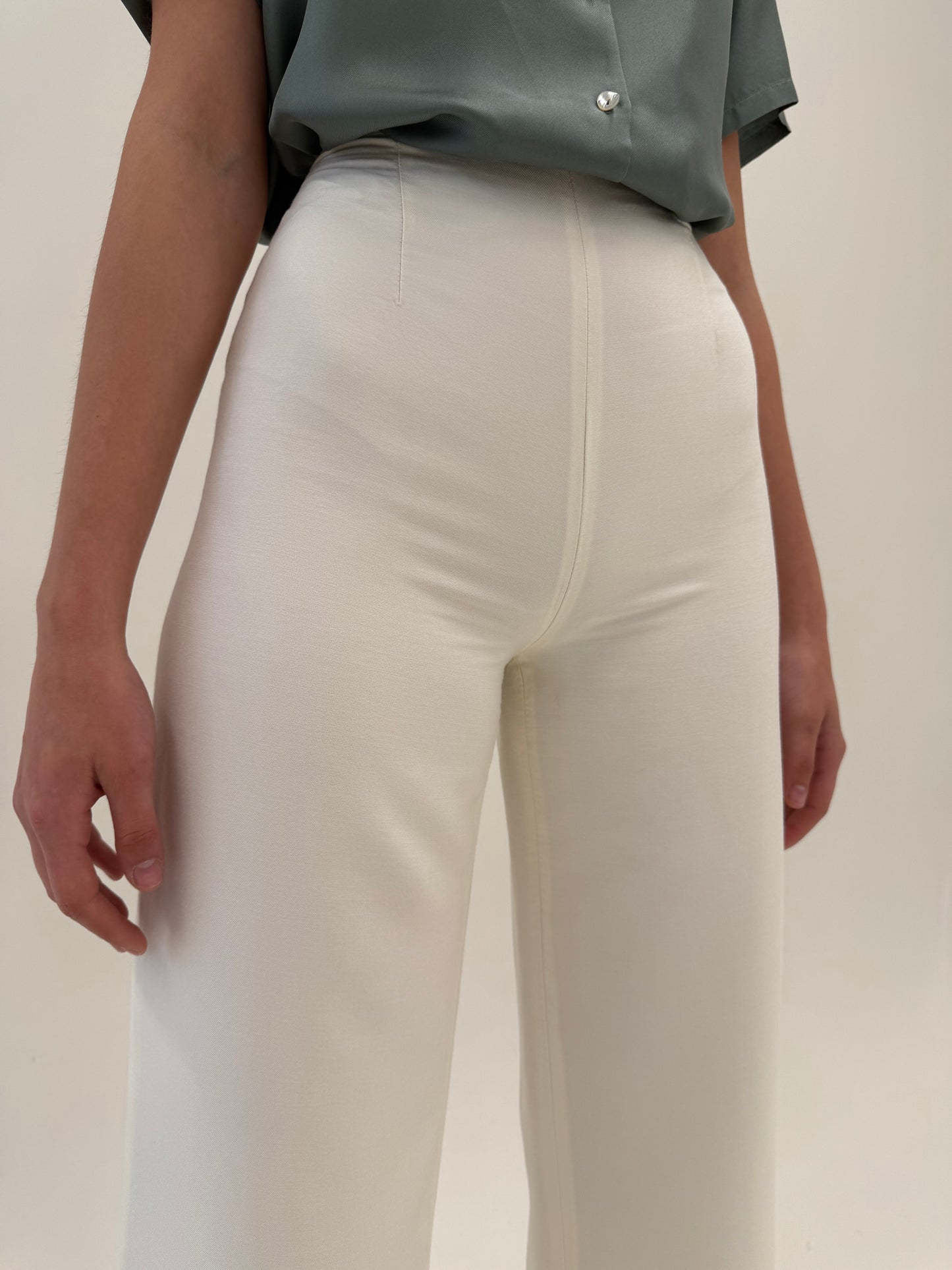 Pantaloni Valentino panza de mătase naturală și vascoza cu talie ultra înaltă petite