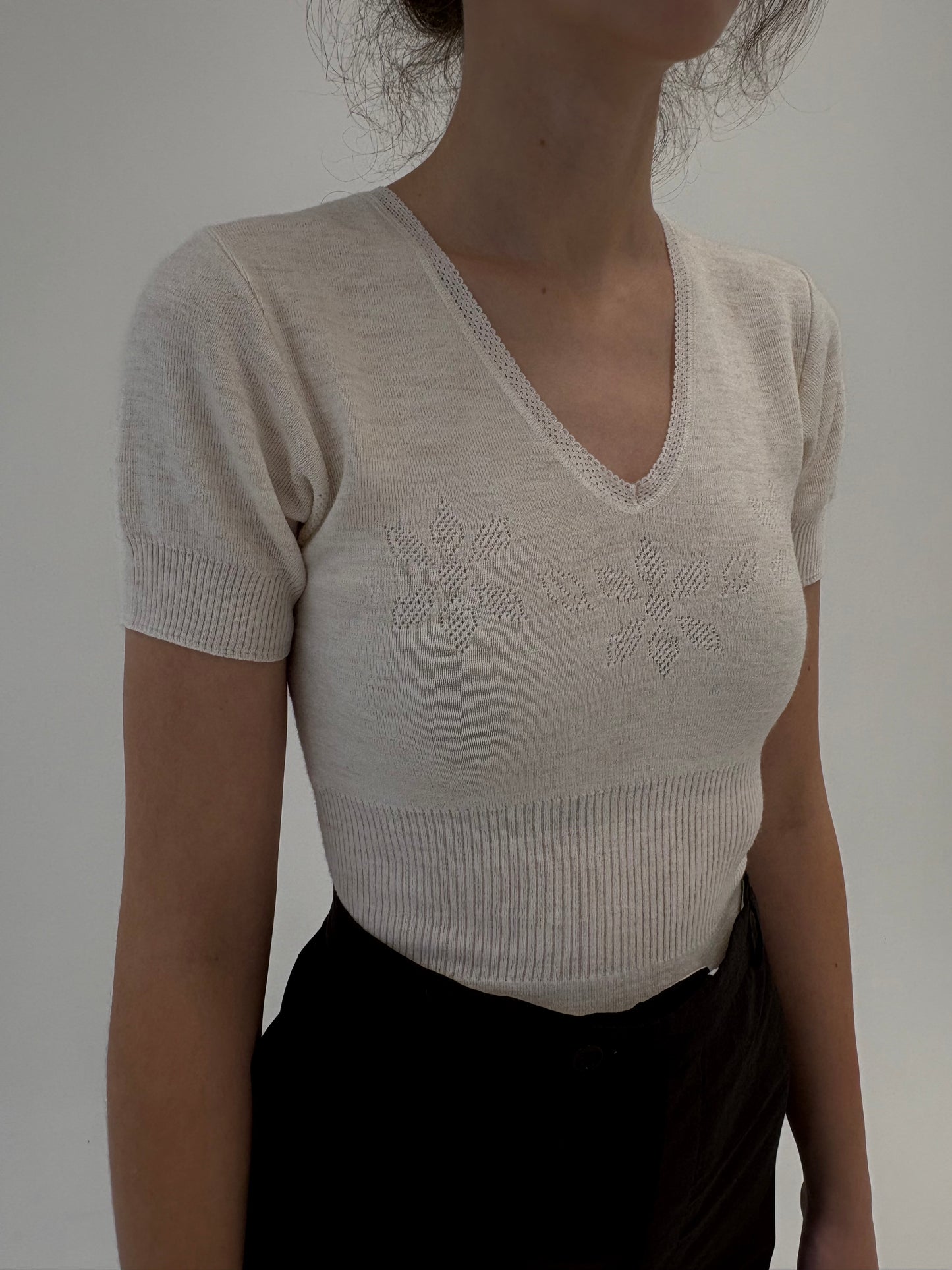 Top cambrat italian din mix de lana extrafina irestringibila