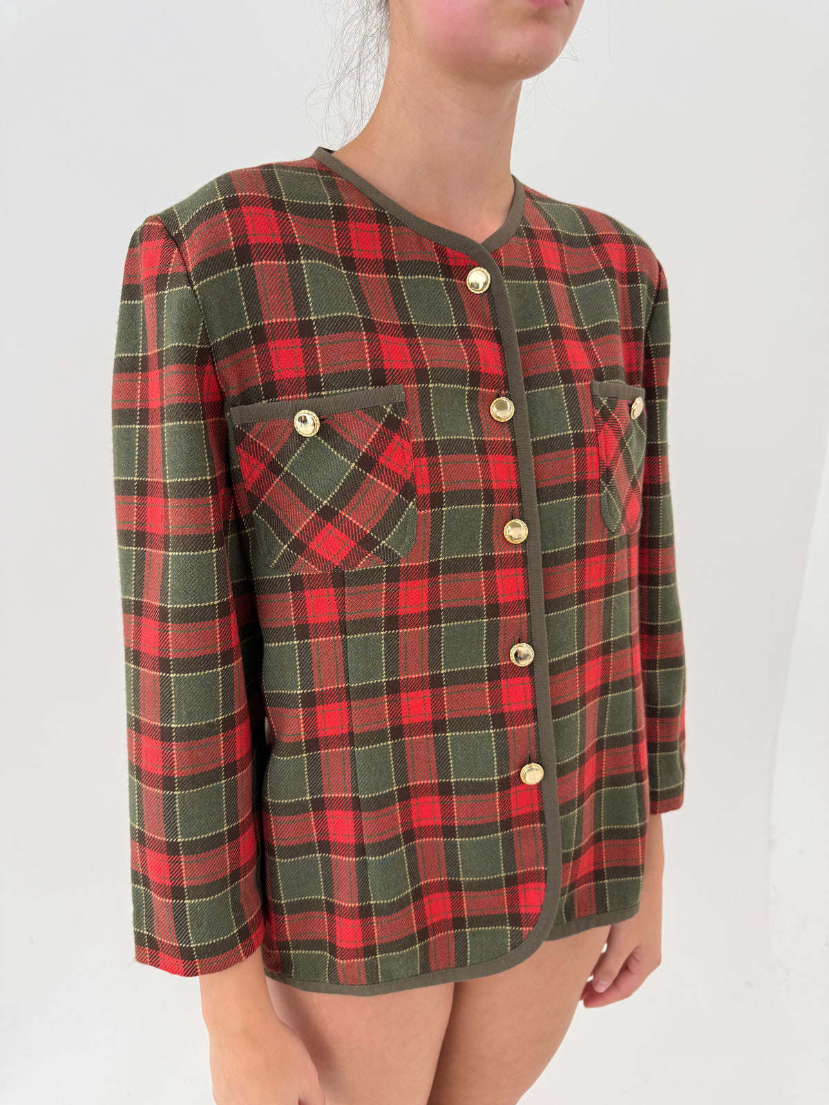 Deux vintage italian piece în carouri din  Tartan moale de lana excepțională
