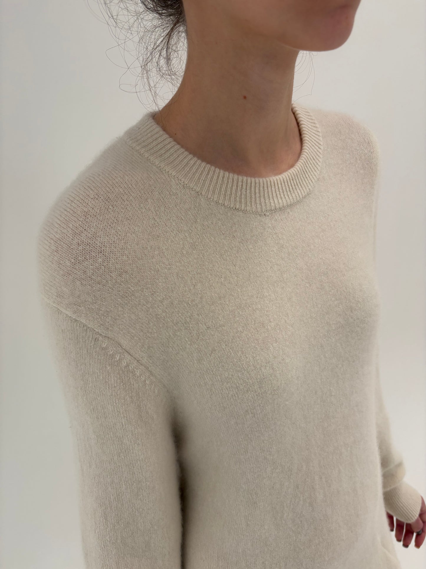 Rochie maxi din cașmir gros multiply off white