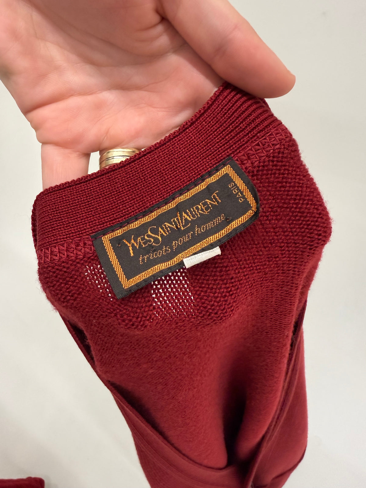 Cardigan Yves Saint Laurent vintage whine red din lana extrafina