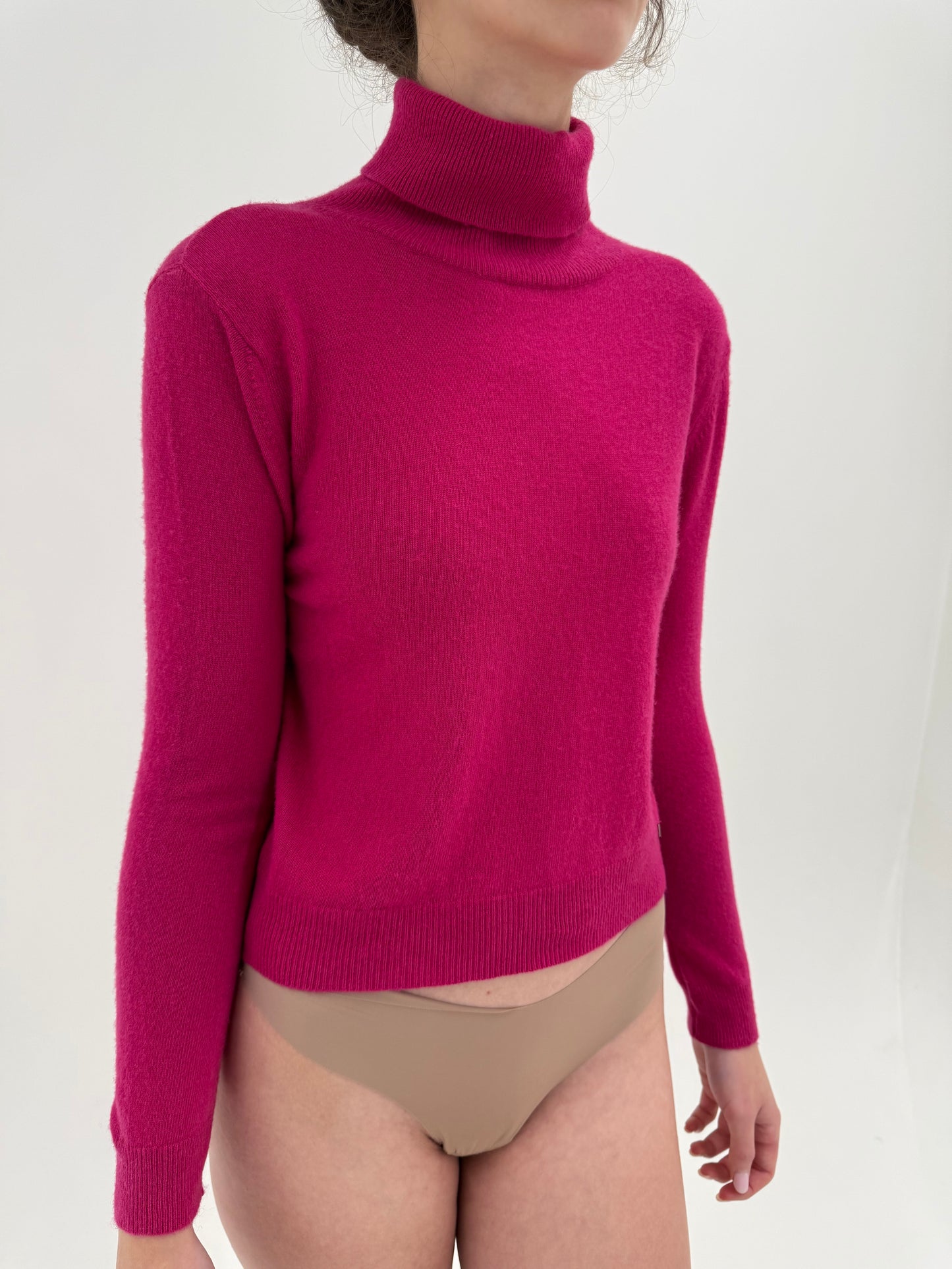 Maleta fucsia din lana extrafina și cașmir