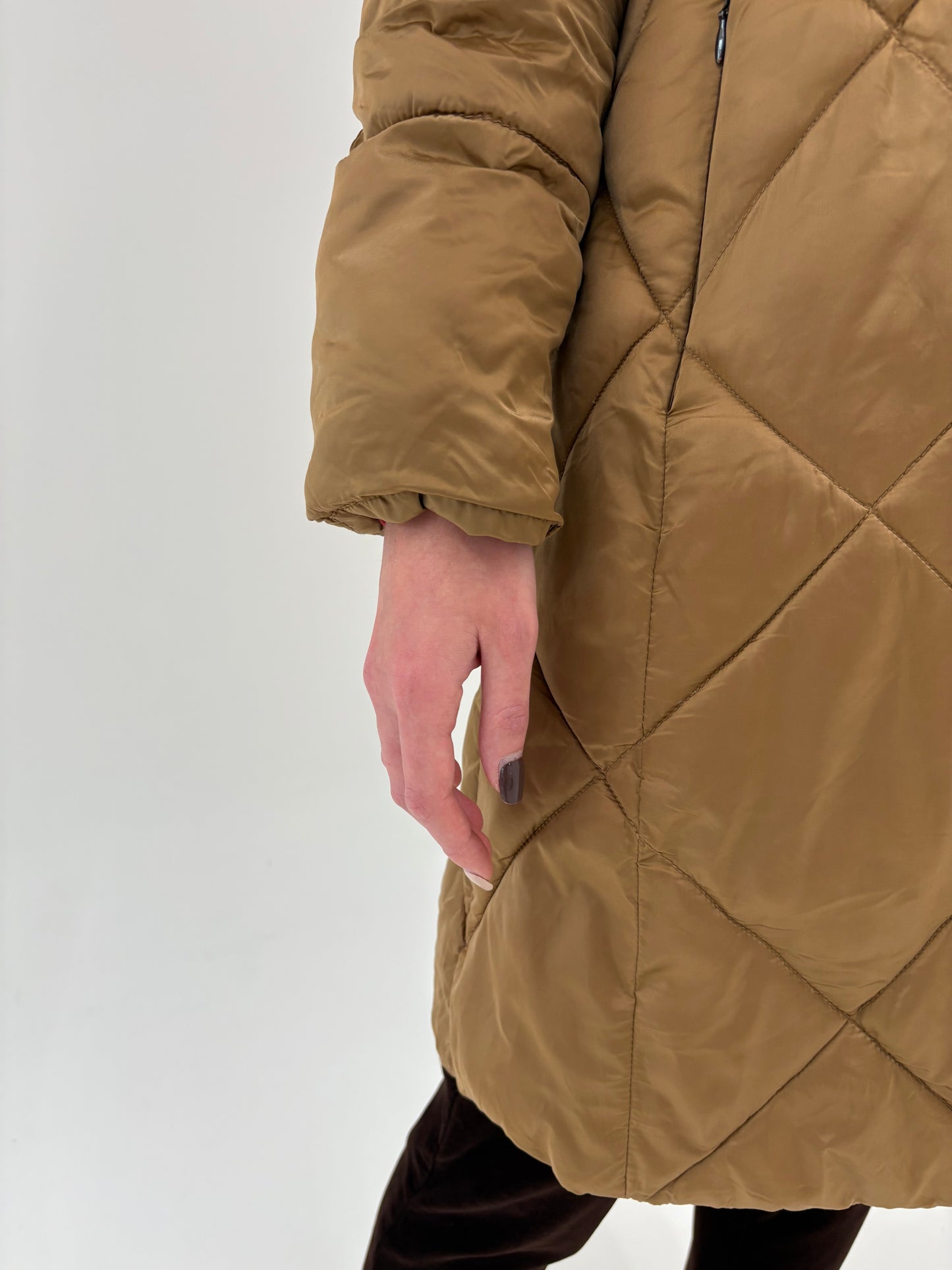 Geacă business lungă camel italiana la matlasata groasă