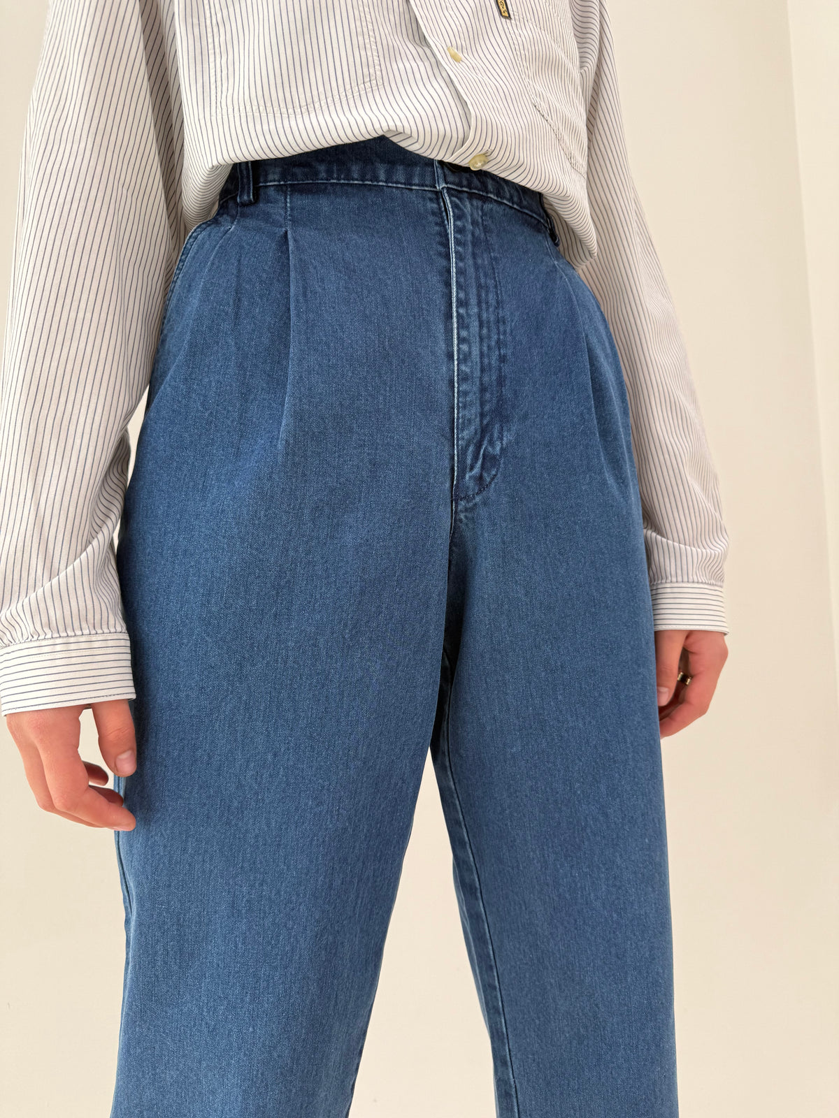 Jeans Missoni vintage din bumbac moale cu pense și talie ultra înaltă