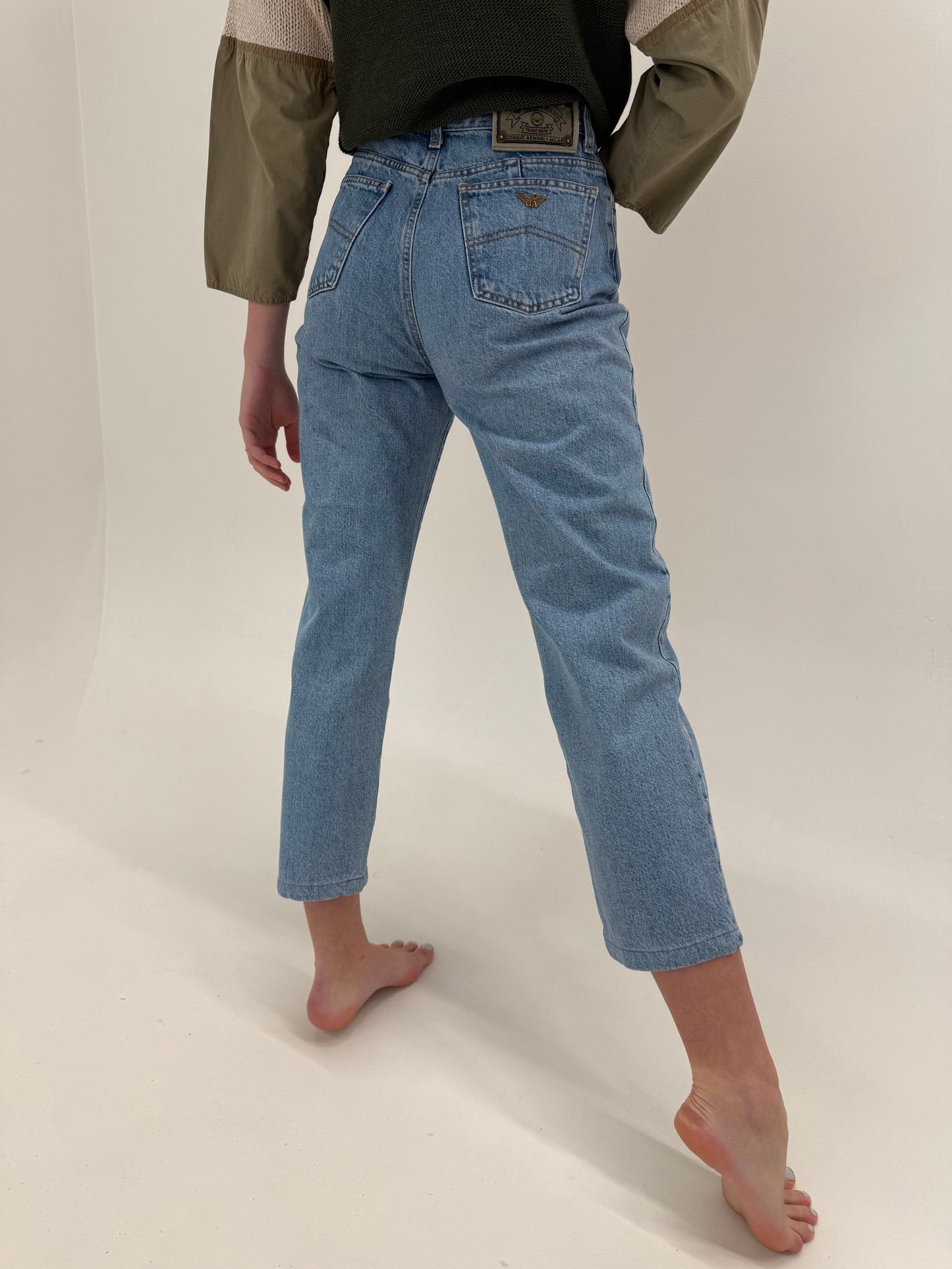 Jeans vintage Armani mom fit cu talie înaltă petite classic wash