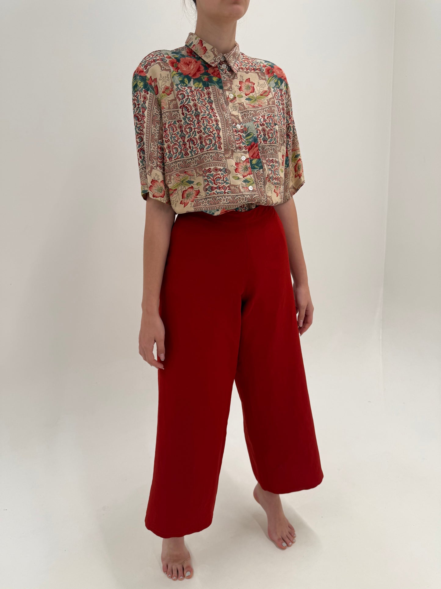 Pantaloni palazzo brick red superb din in